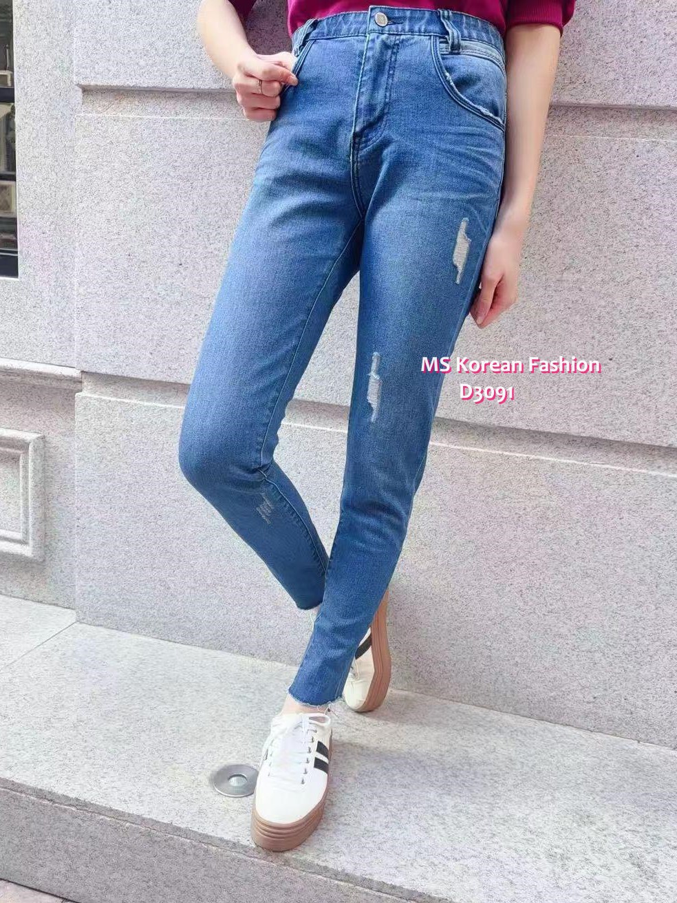 D3091 韓國🇰🇷小爛位型格slimcut牛