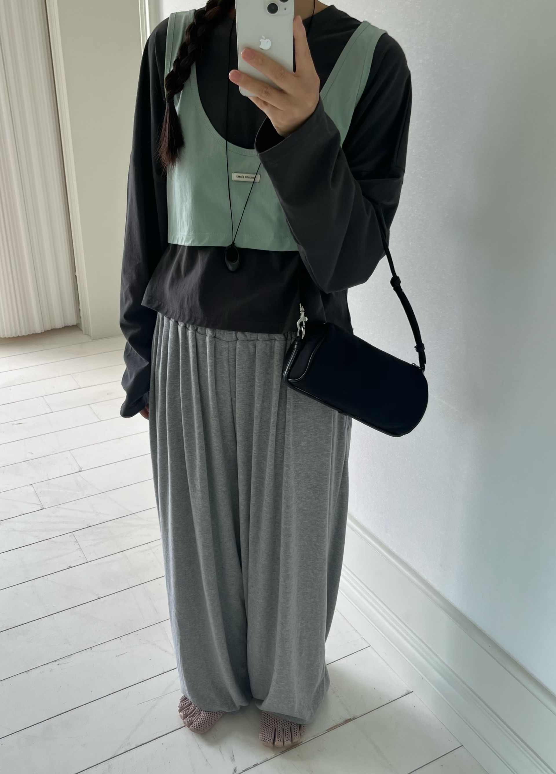 221576 撞色背心長袖set Tee