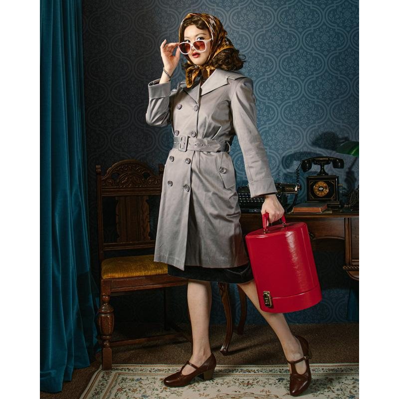 （SOLD OUT）1960s MAD Man Secretary Double-Breasted Dress Coat - Grey(FM085)