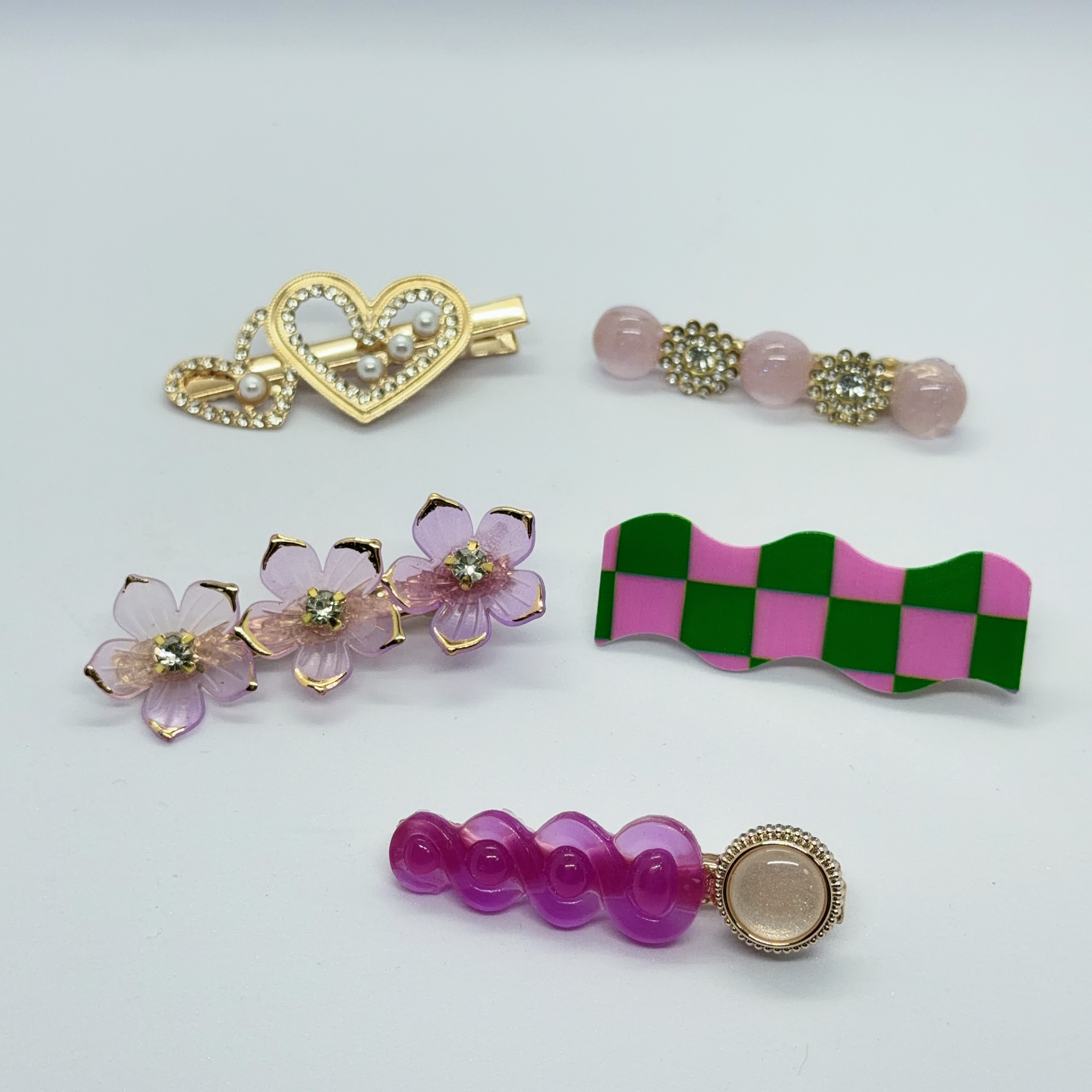 珠寶造型髮夾組 (5隻裝) / Jewelry‑Style Hair Clip Set (5 pcs) A