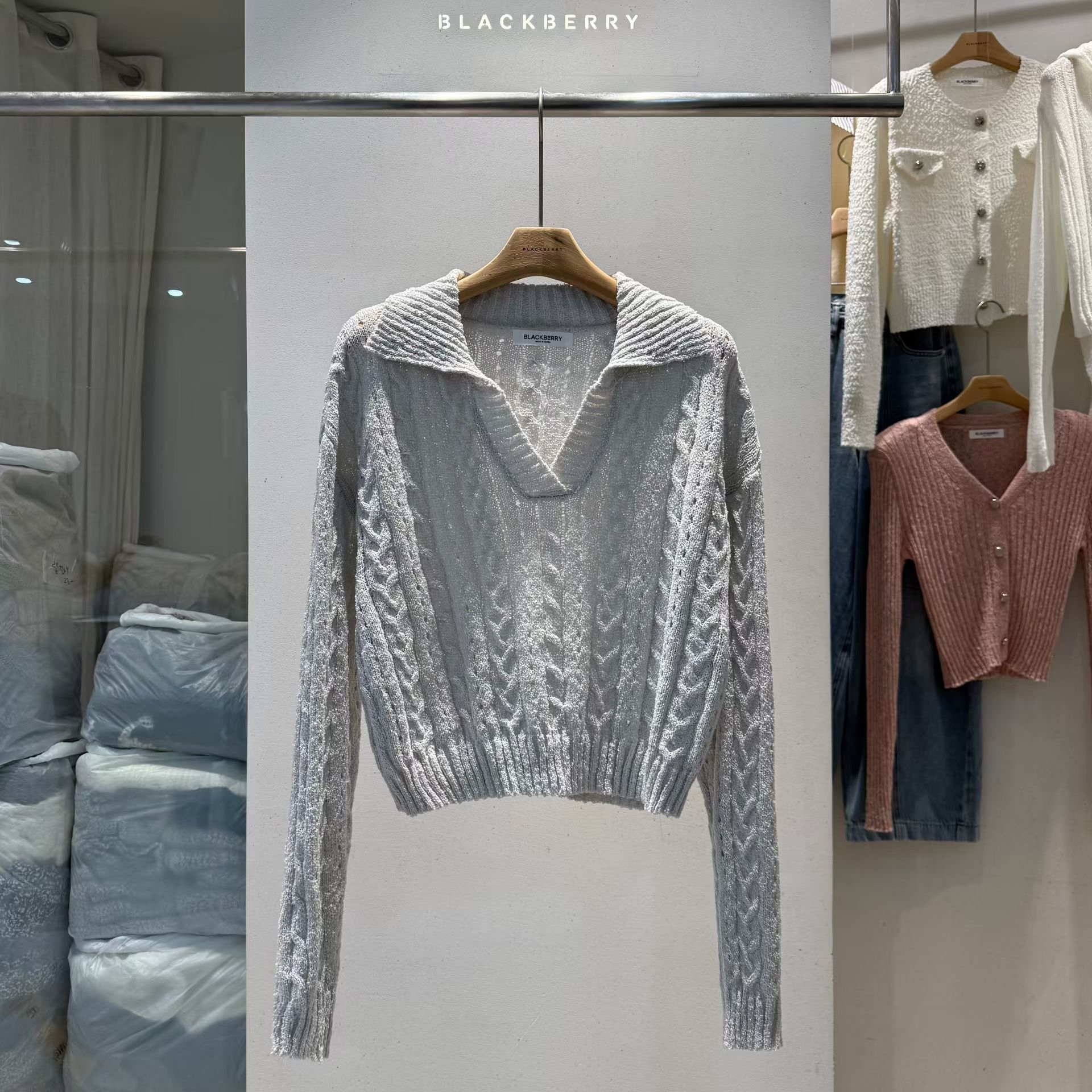 麻花有領針織top 