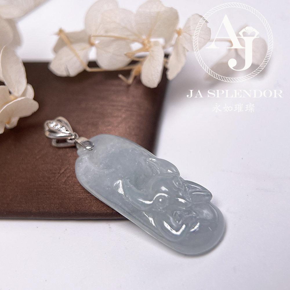 JNS-344 天然翡翠A玉-福到蝙蝠純銀吊墜