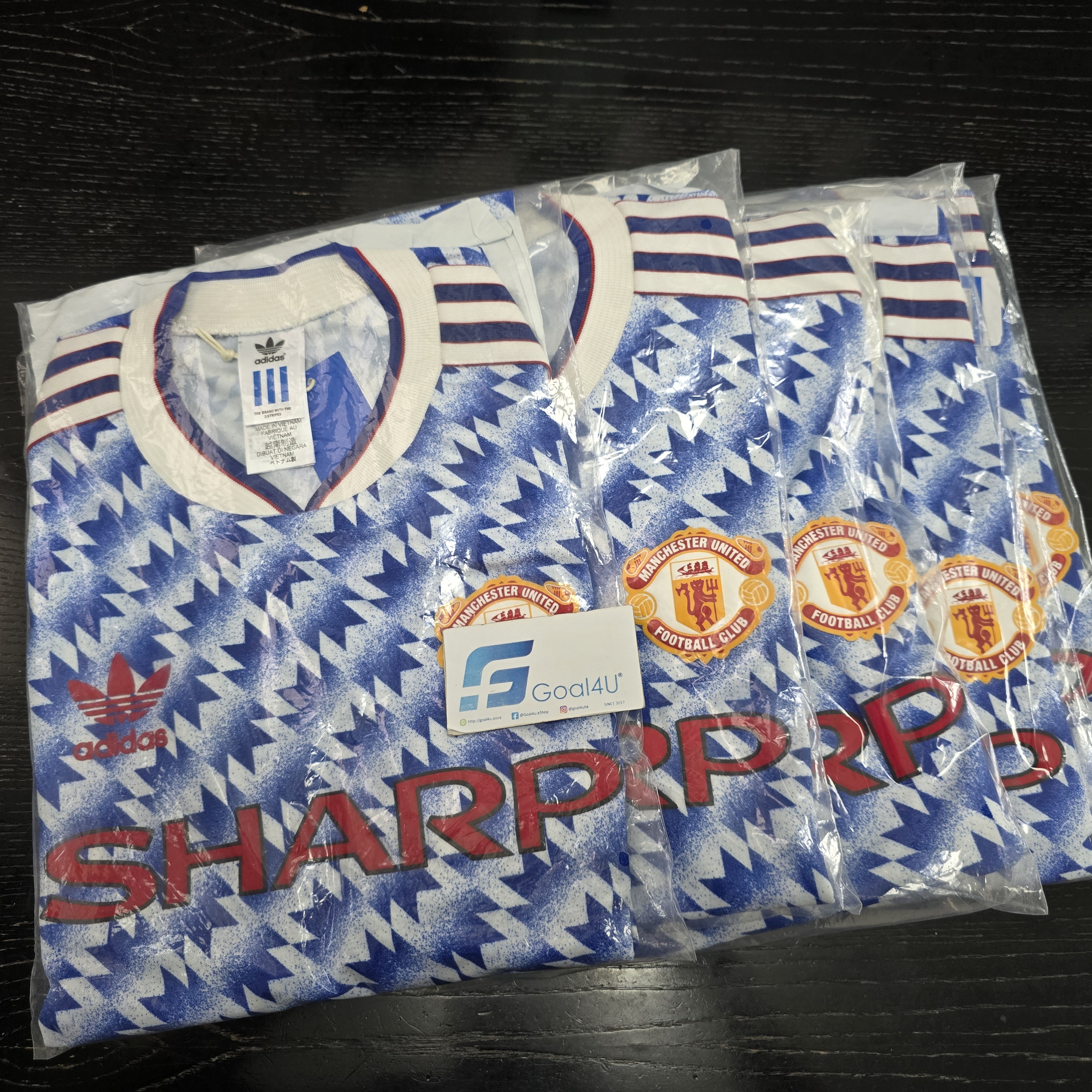 #現貨$698 +$1 送印字 傳奇藍色美學 ⚽ Adidas Originals Manchester United 曼聯 1991/92 短袖復刻作客球衣 (可加印字) JM5495