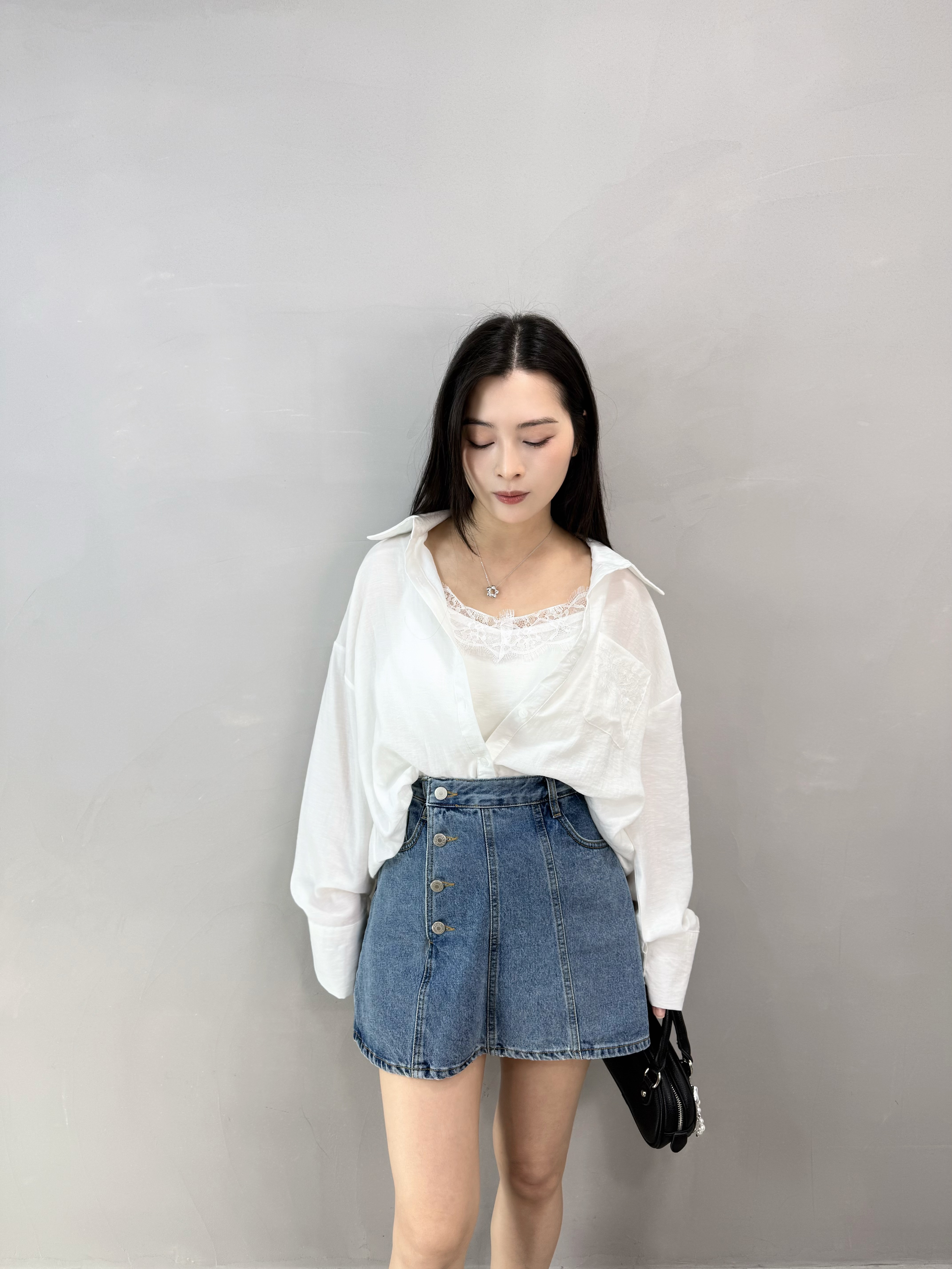 I76 假兩件Lace恤衫