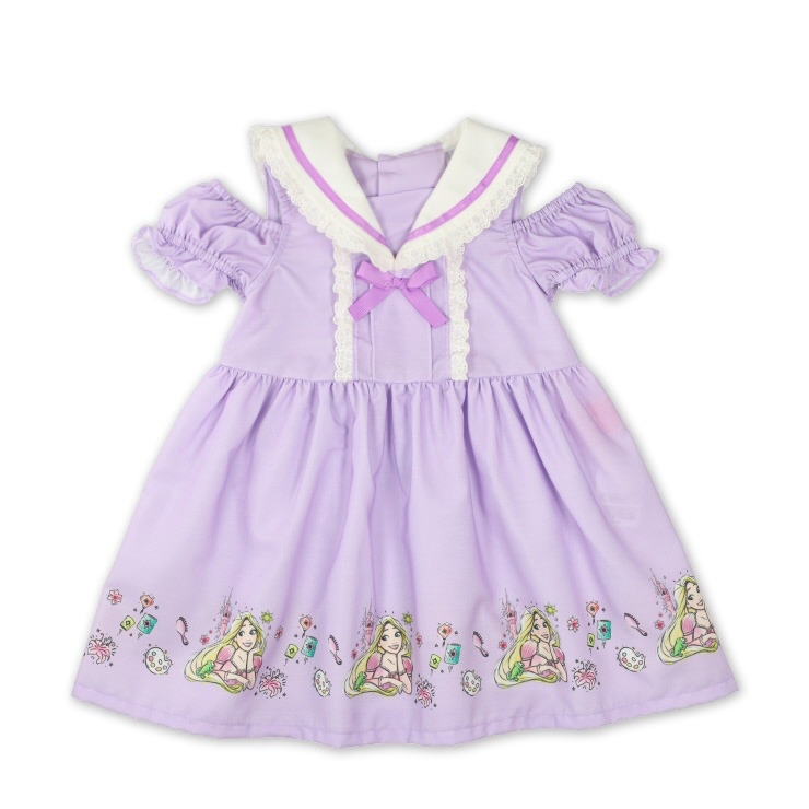 🇯🇵限時預訂 日本直送🇯🇵長髮公主印花荷葉邊水手領露肩連身裙