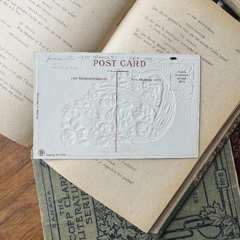 Antique Pre-1918 Printed in Saxony Forget me Not with Every Good Wish Postcard - Embossed and with Gold Foil (MT2305-7)