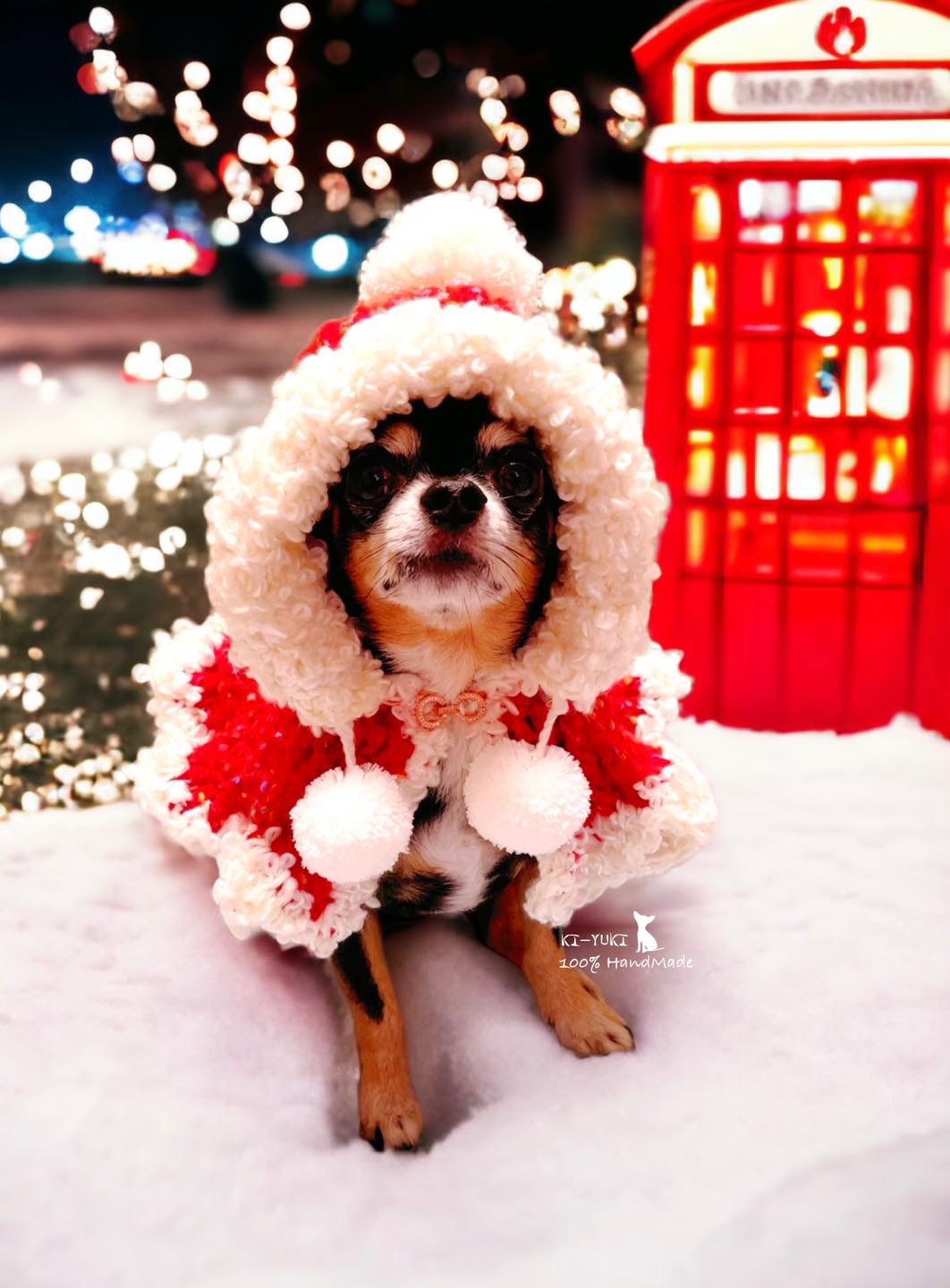 原創設計 毛冷編織作品 短版連帽斗篷（頸後有扣位洞）