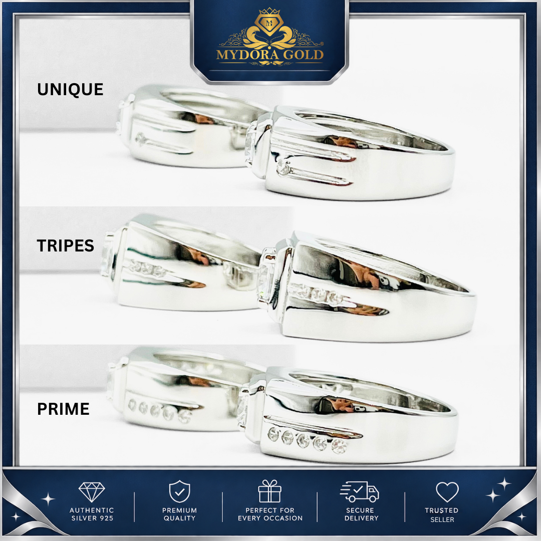 MYDORA 925 Silver Ring - Cincin Regal Edge Collection
