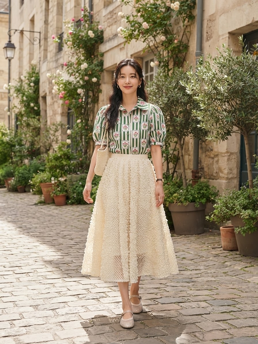 Cream Midi Skirt