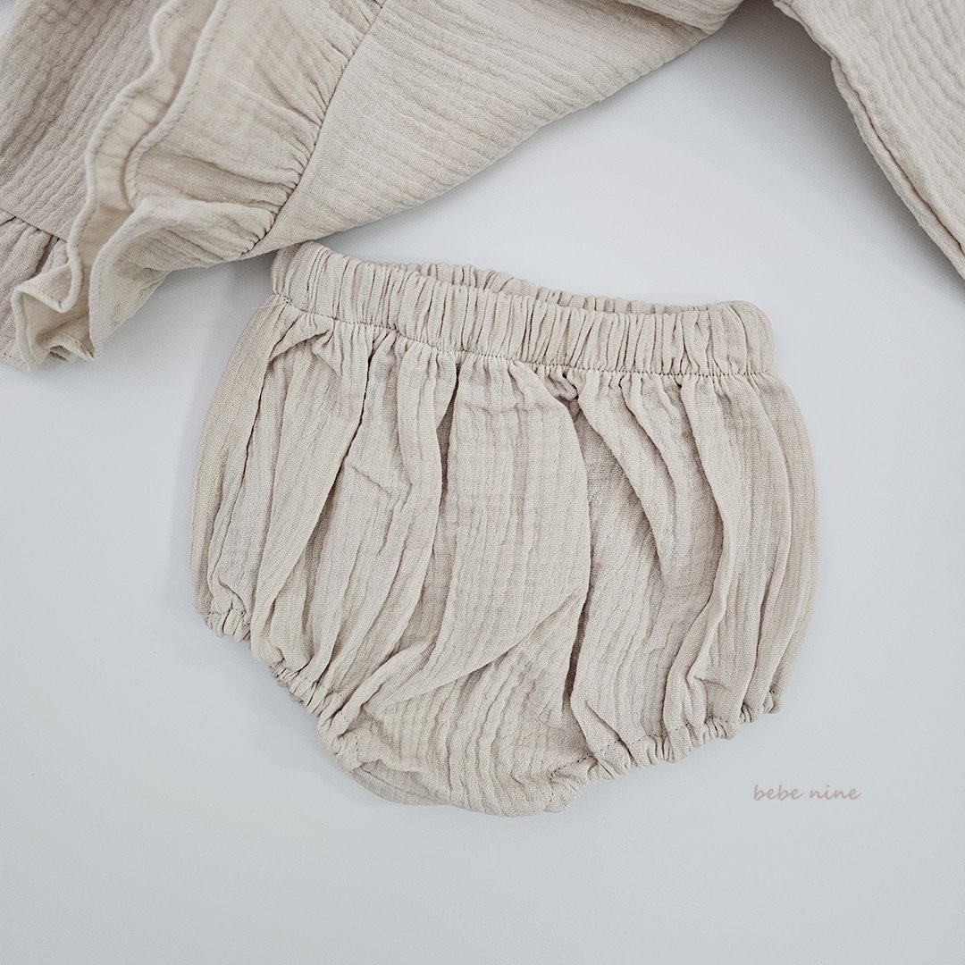 🌸預訂 韓國直送🌸🇰🇷Bebenine兩色荷葉花邊棉紗長袖上衣燈籠褲套裝