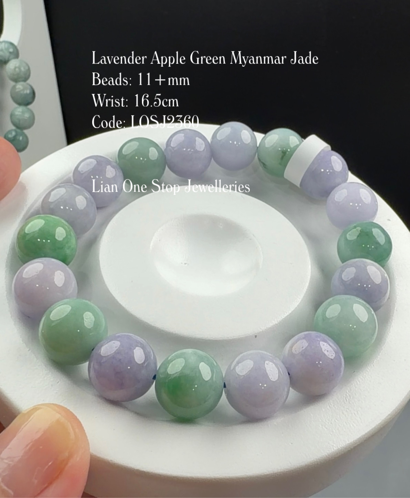 Code: LOSJ2360 Lavender Apple Green Myanmar Jade 11+mm