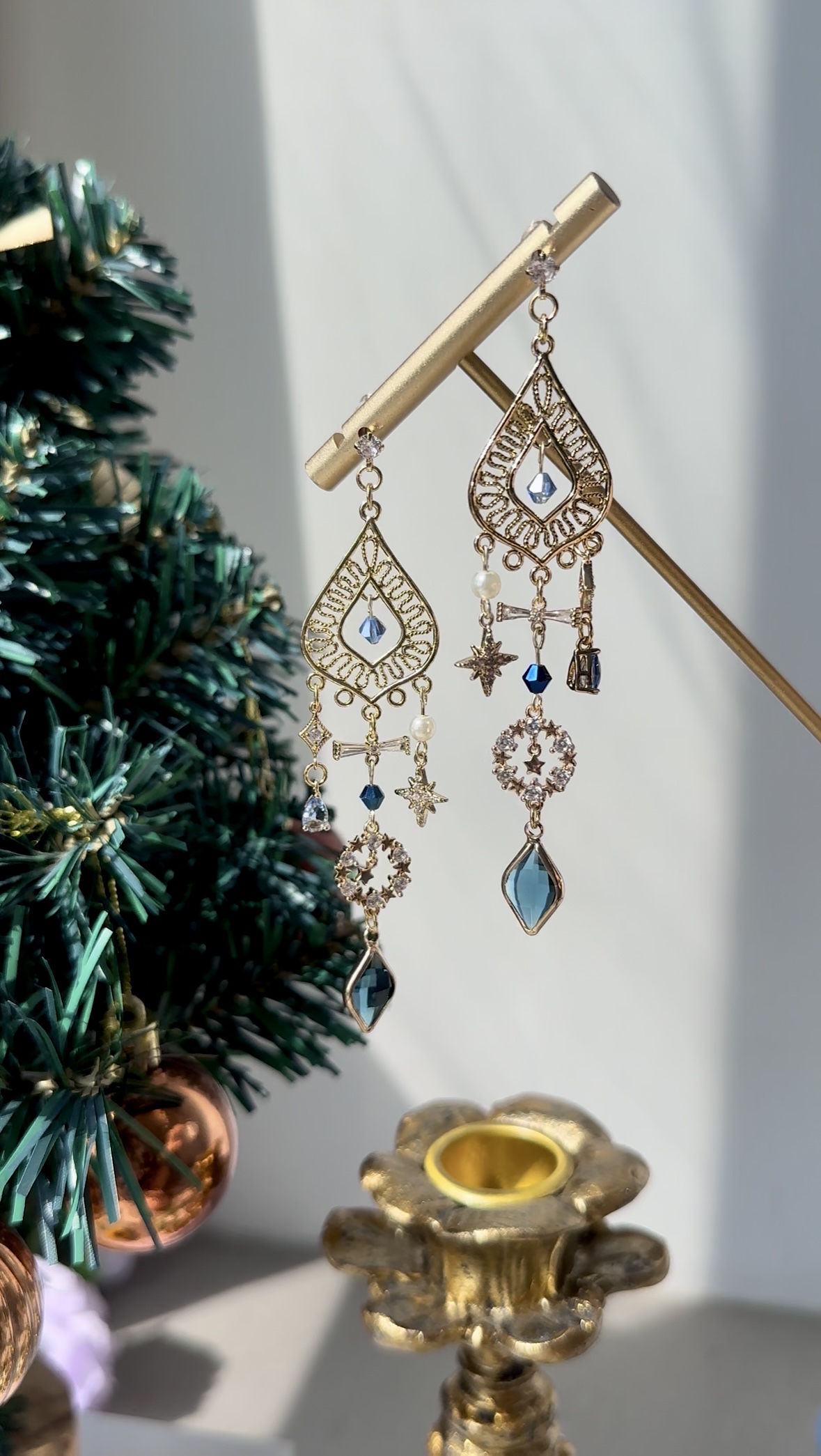 雪之藍水滴耳環❄️