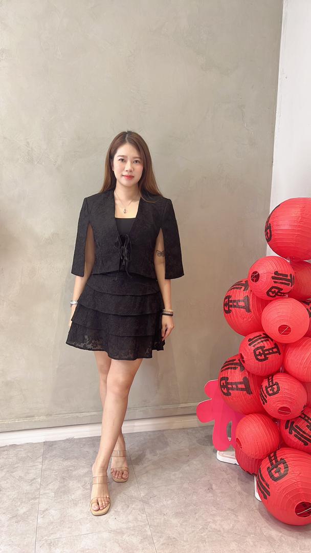 CB2689 FRONT TIE SHEER LACE CAPELET