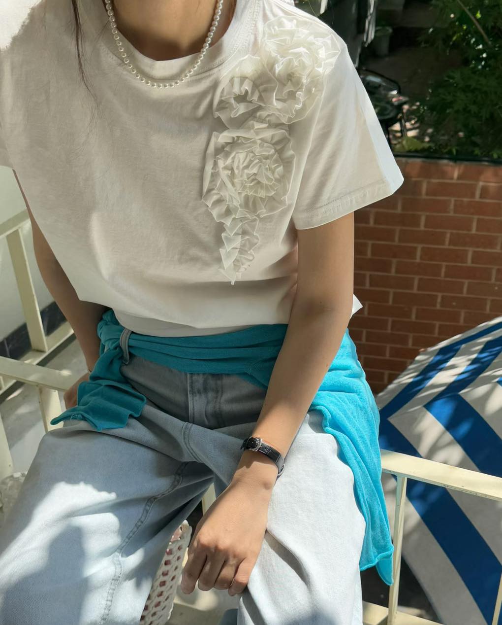 立體花朵短袖TEE