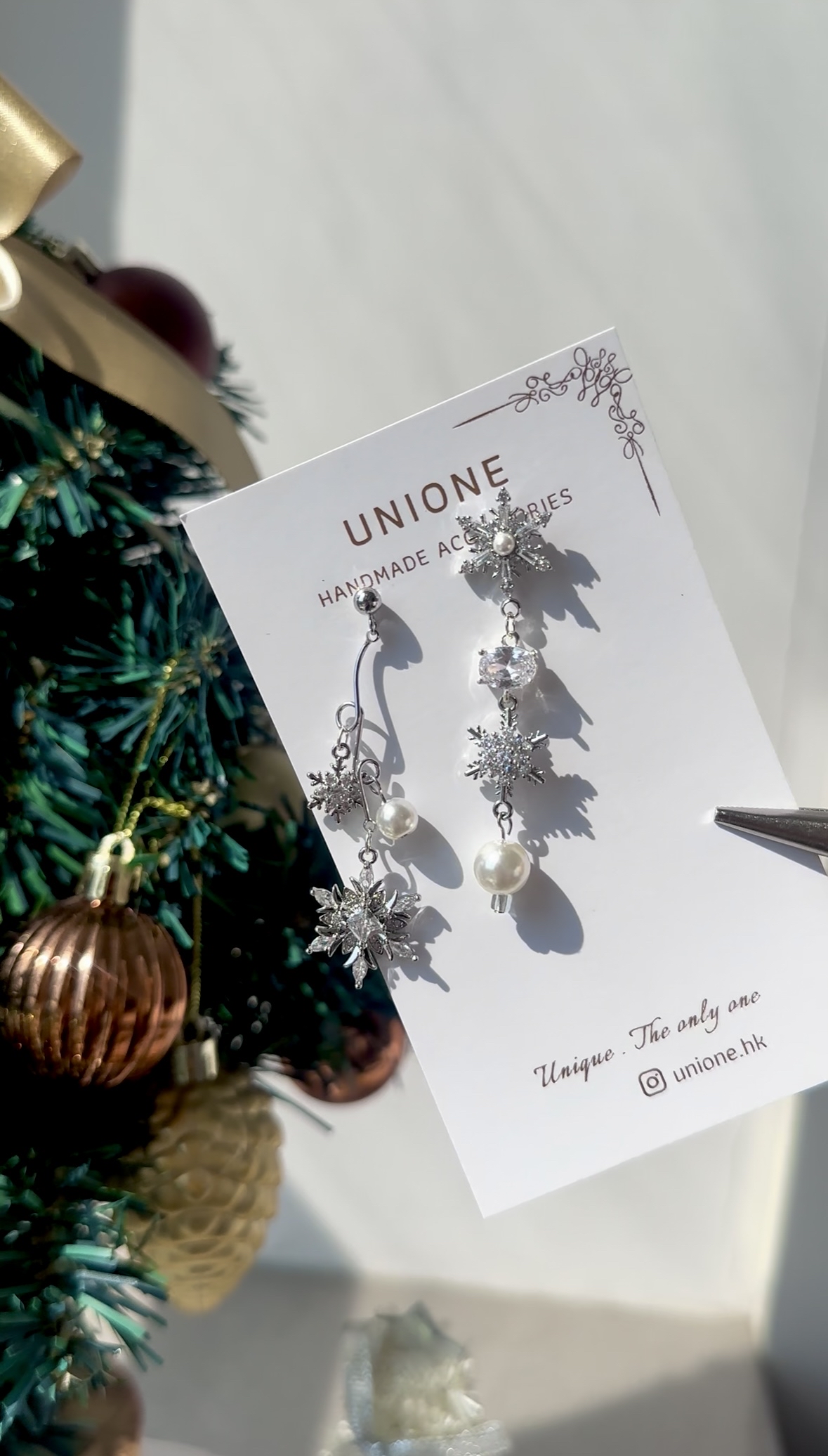 白色聖誕❄️珍鑽星耳環(銀)