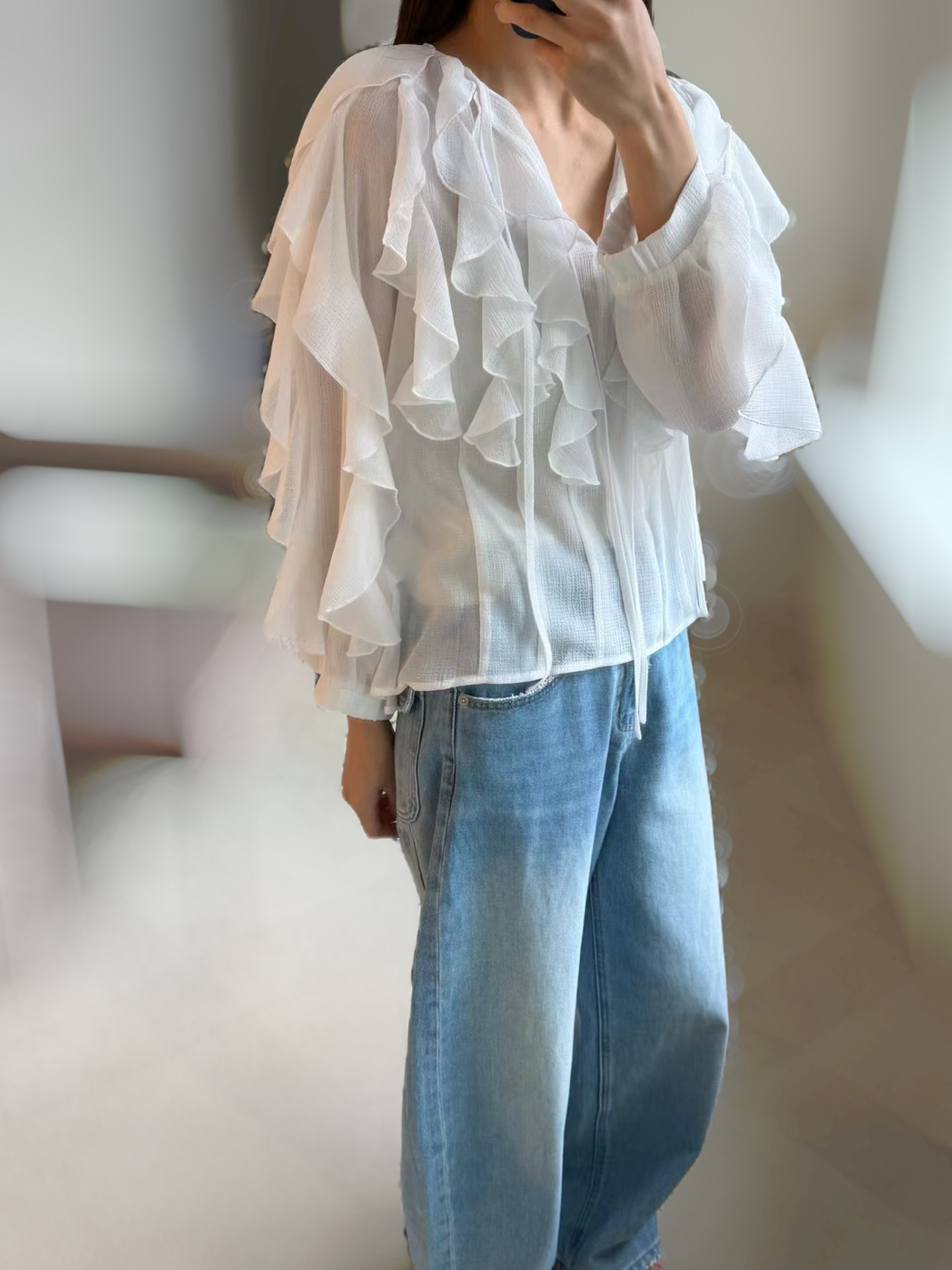 AMORA elegant ruffles blouse