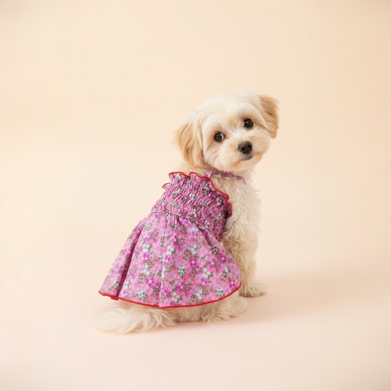 S507R 花布吊帶橡根裙 Floral suspender oak skirt