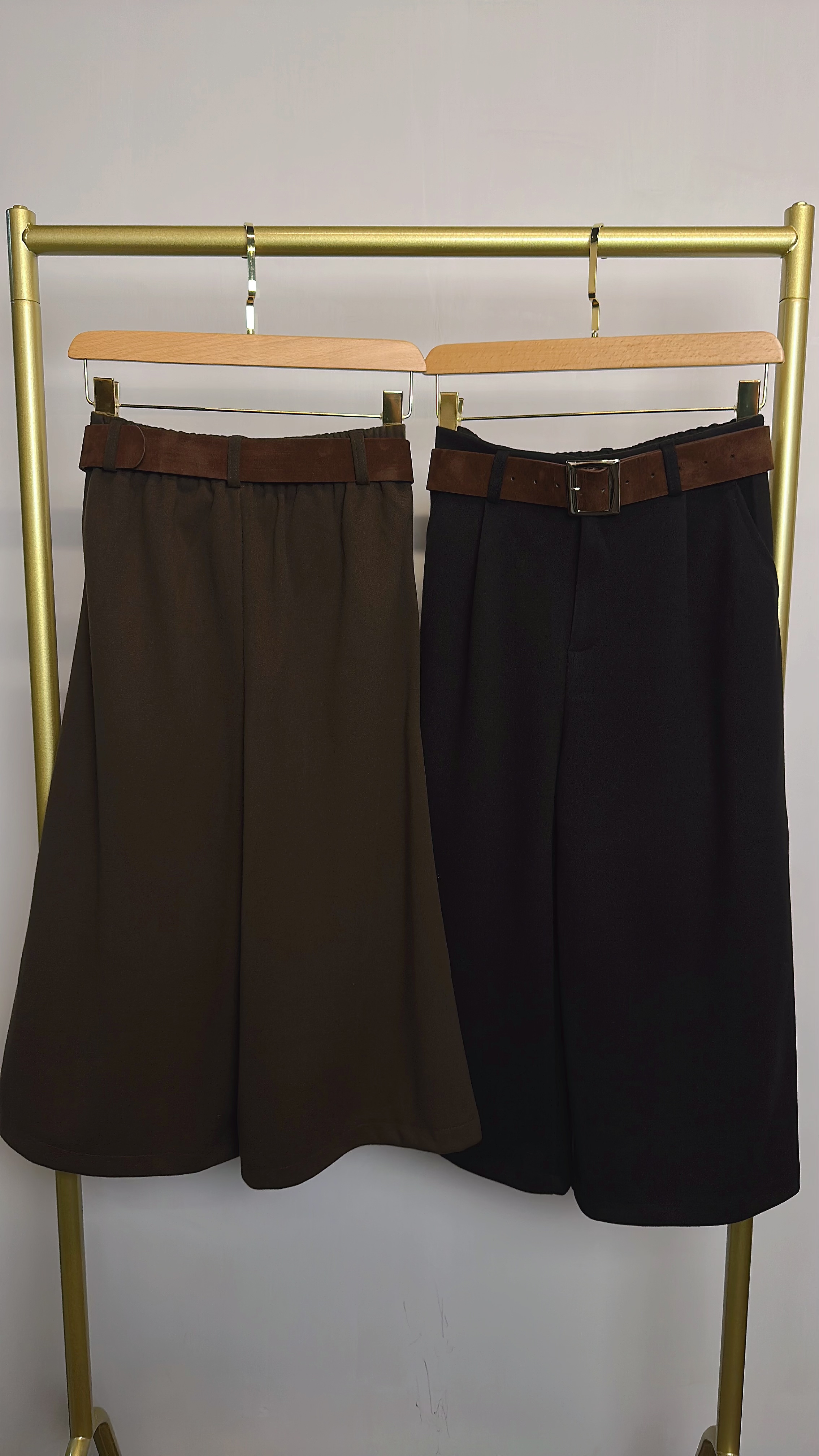 保暖薄羊絨八分闊褲（深啡色）（黑色）