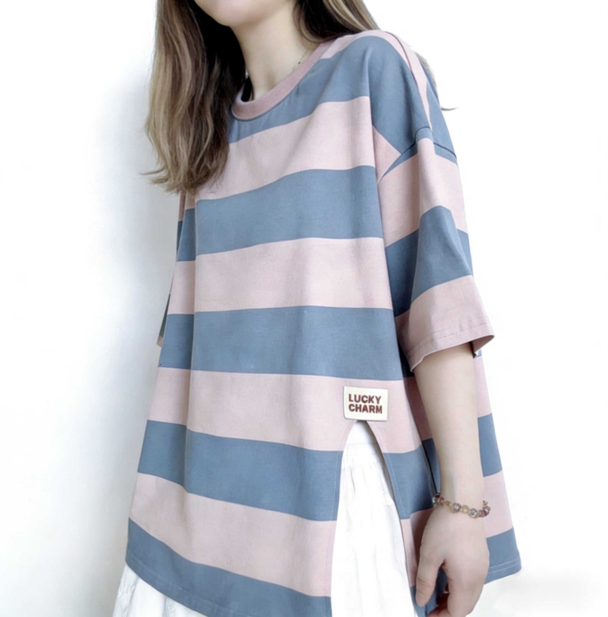 撞色拼間鬆身Tee