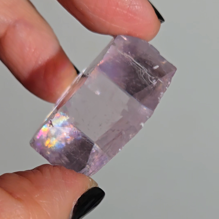 Purple calcite cube with intense rainbows - PC6