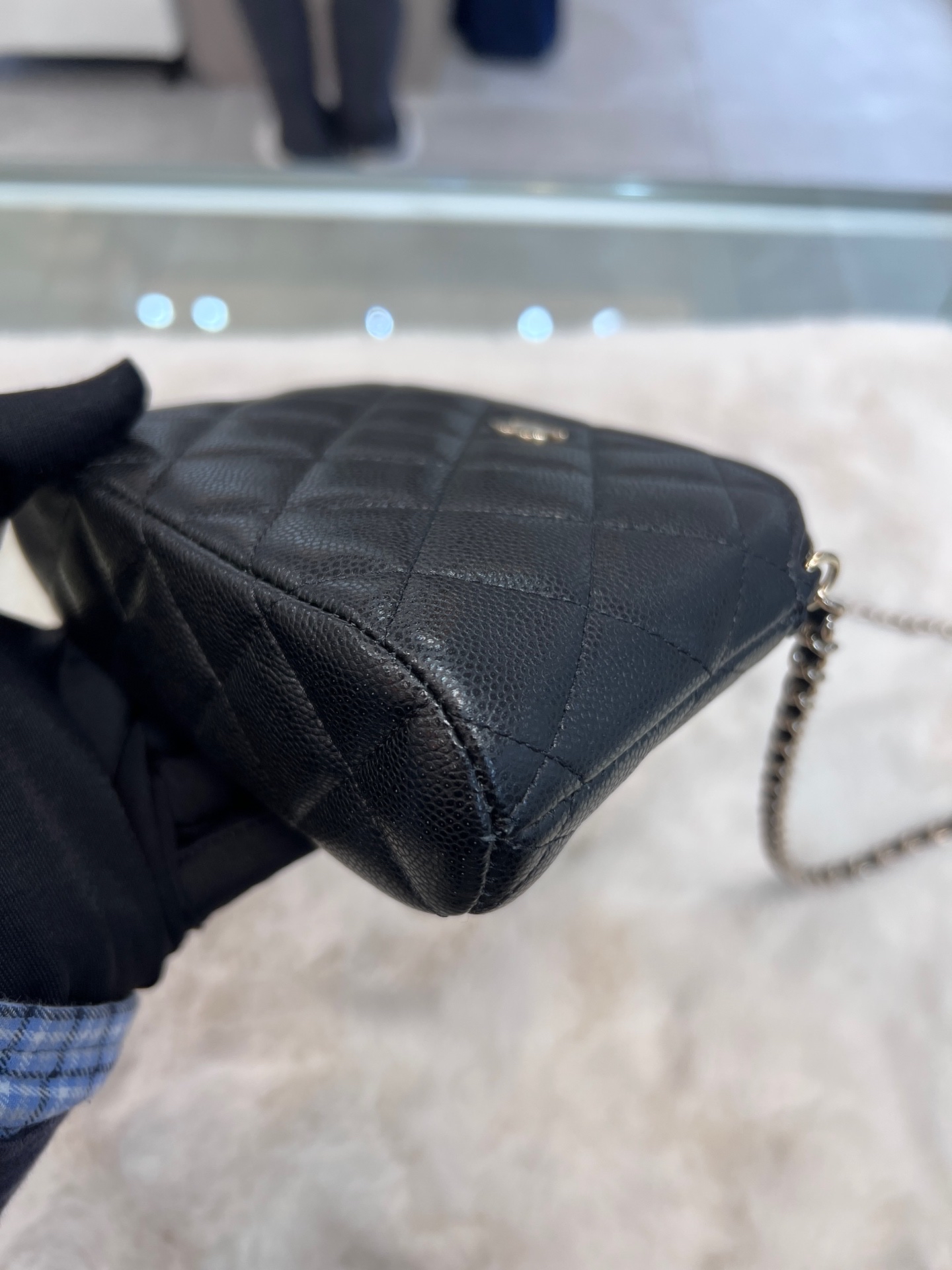 【預訂貨品】Full set👜芯片款 Chanel黑金荔枝牛皮mini貝殼包 