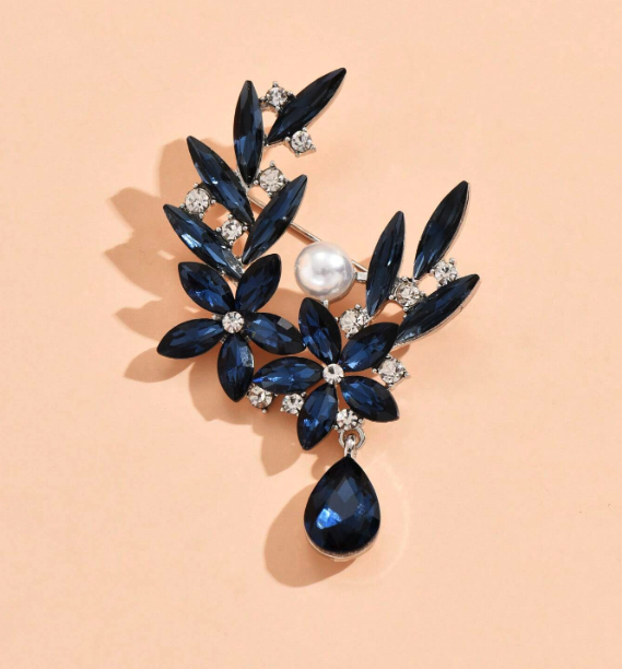 Midnight Bloom Crystal Brooch