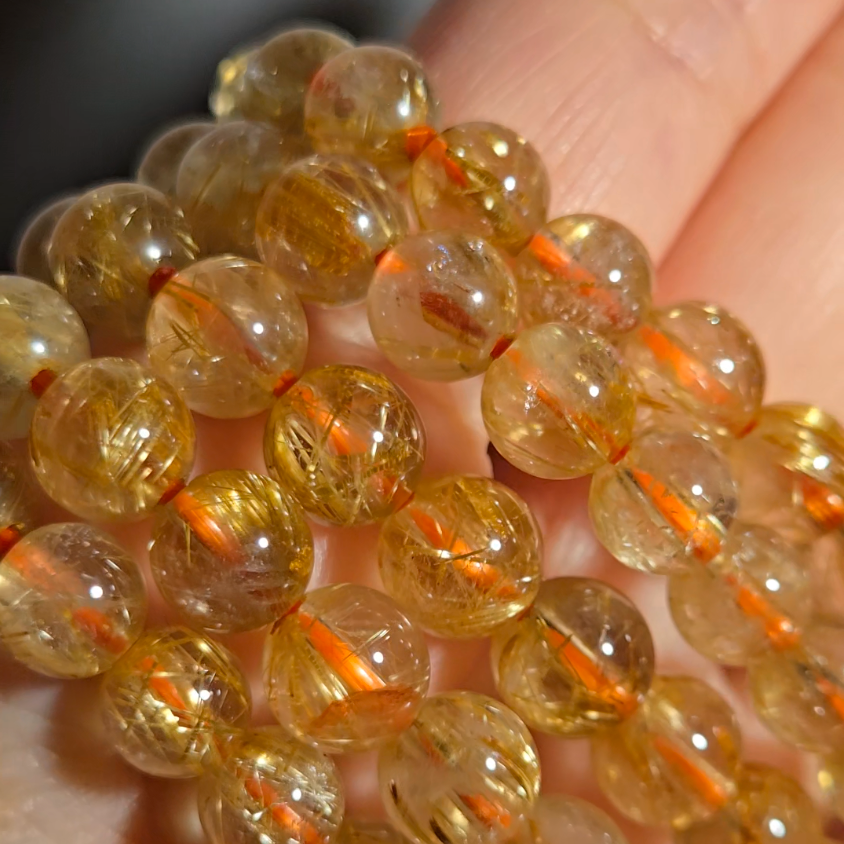 Golden rutilated quartz bead bracelets - JW107