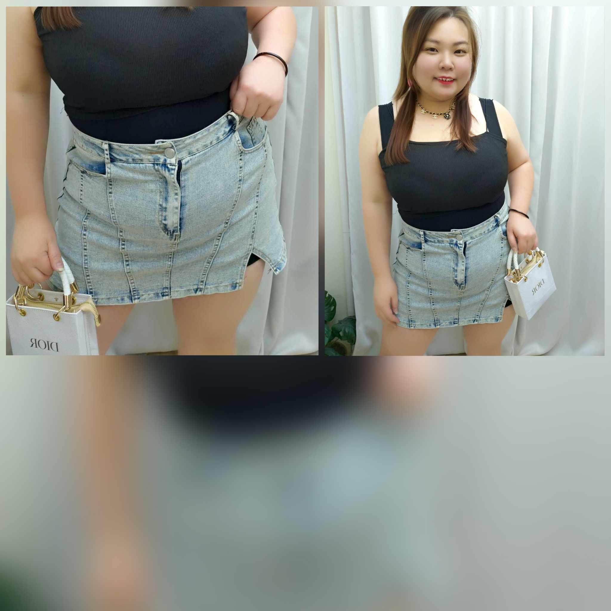 TW#1667 仿复古折线小性感牛仔裤裙