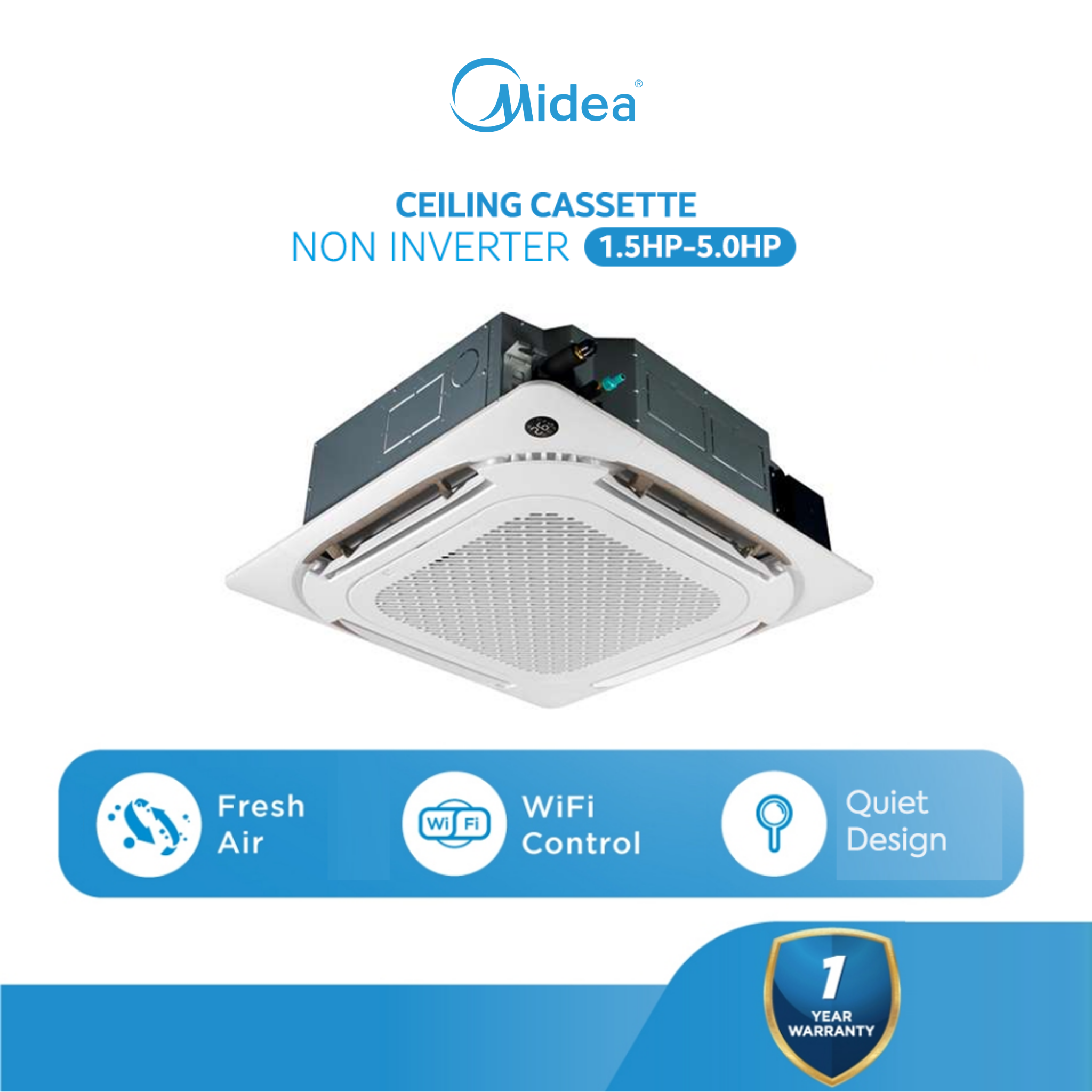 Midea 2.5Hp R32 Non Inverter Ceiling Cassette MCDXMY-25CN8-SP