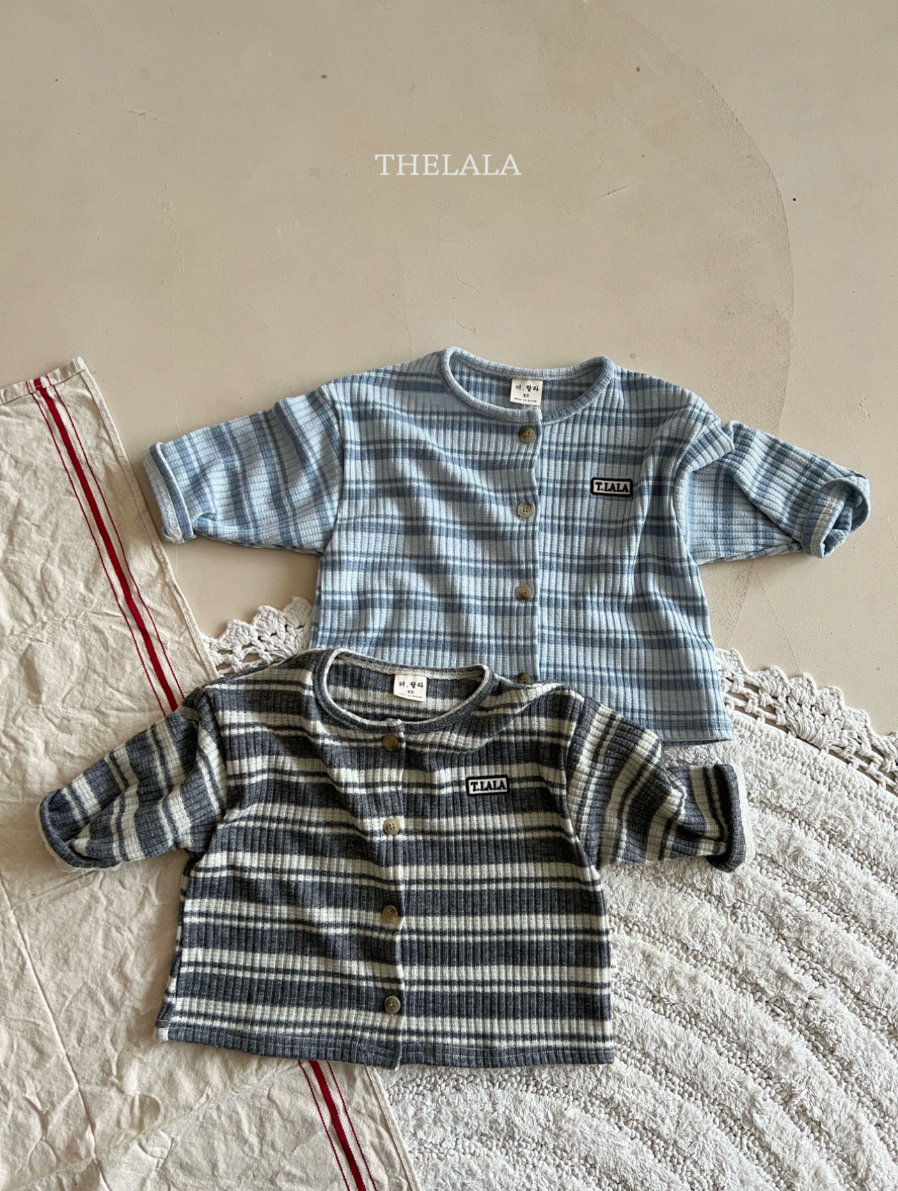 🌸預訂 韓國直送🌸🇰🇷THELALA兩色標誌刺繡章條紋開襟外套