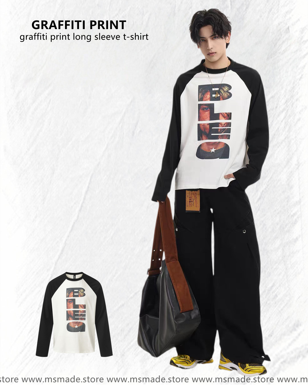 M45街頭人像印花牛角tee