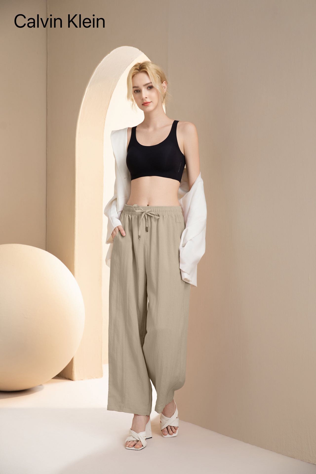 $188條。2條起$178條。✨ 廠單Calvin Klein亞麻闊腳褲 ✨