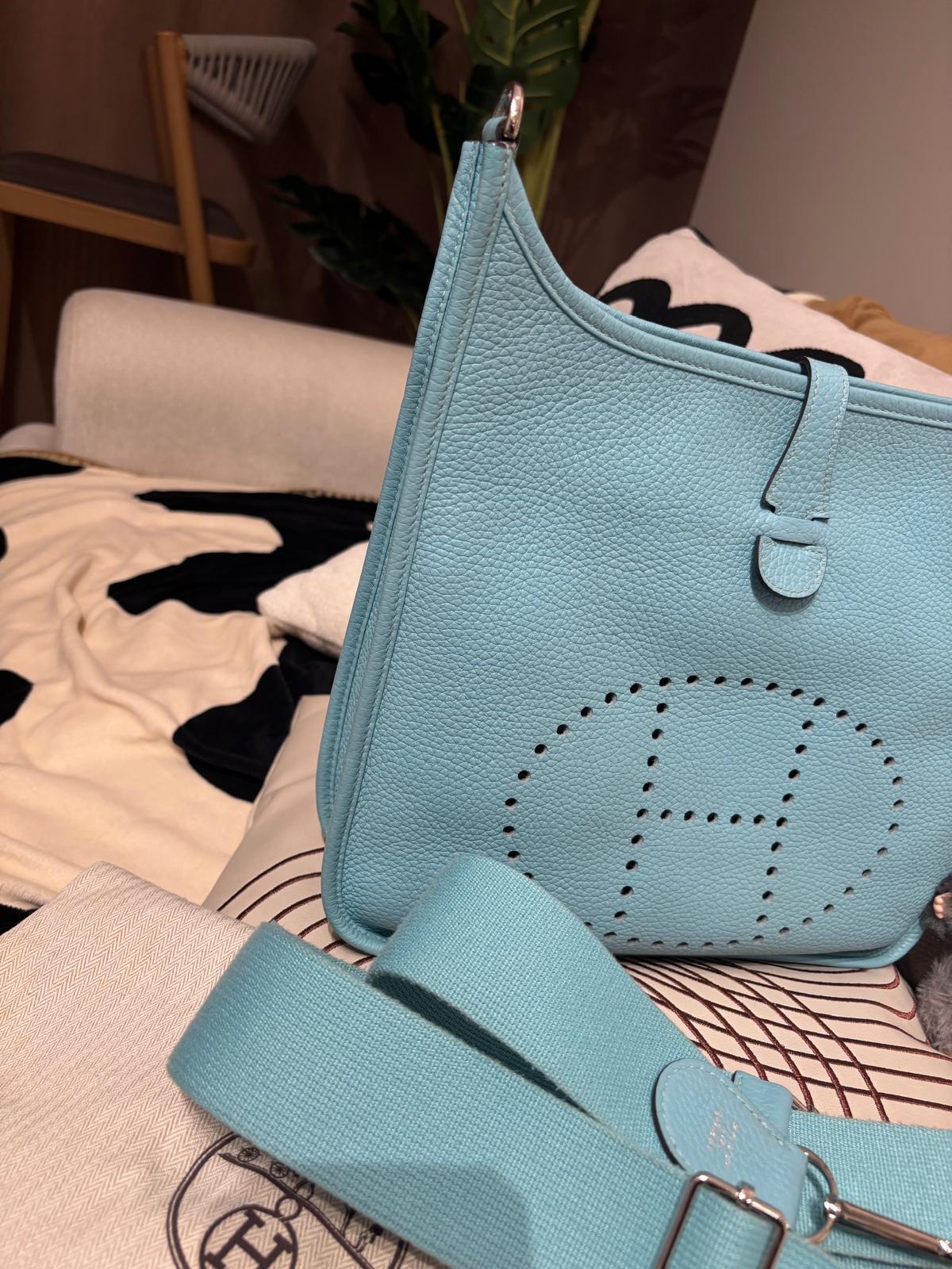 Hermes evelyne 29,STAMP T,blue atoll 100%Authentic ,95%new✅dust bag