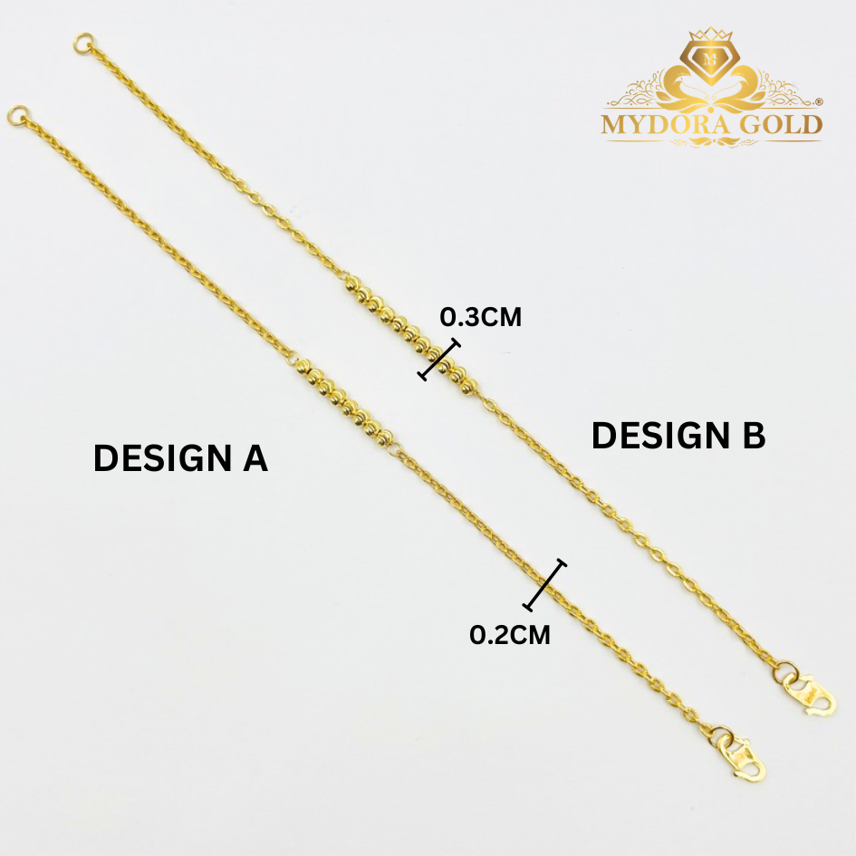 MYDORA Rantai Tangan Sauh Fesyen Boba l EMAS 916/22K