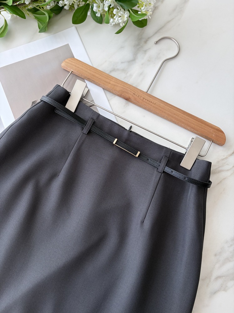 The Classy Belted Skirt (Charcoal)