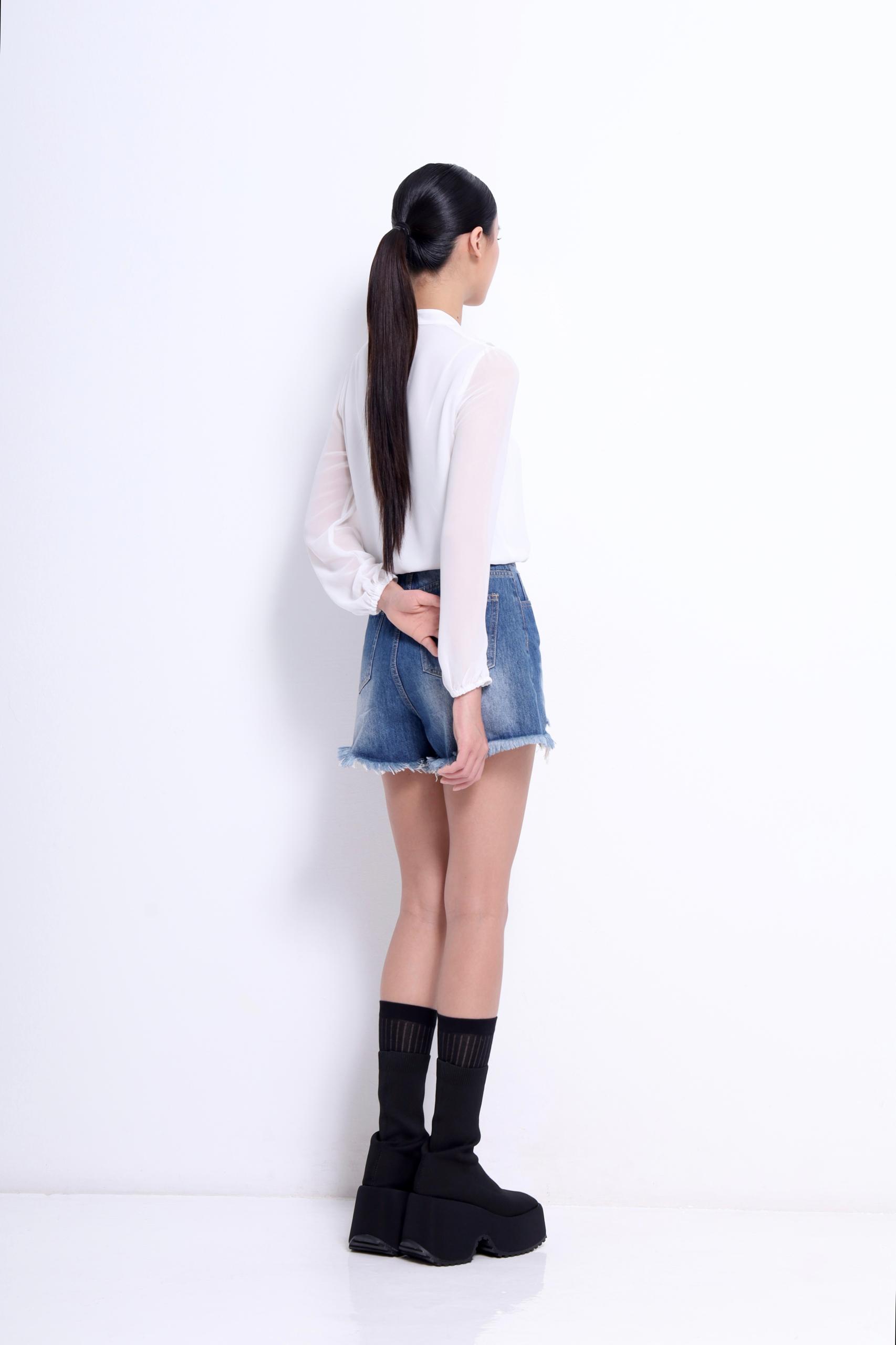 CB2721 SHEER CHIFFON LONG SLLV BLOUSE