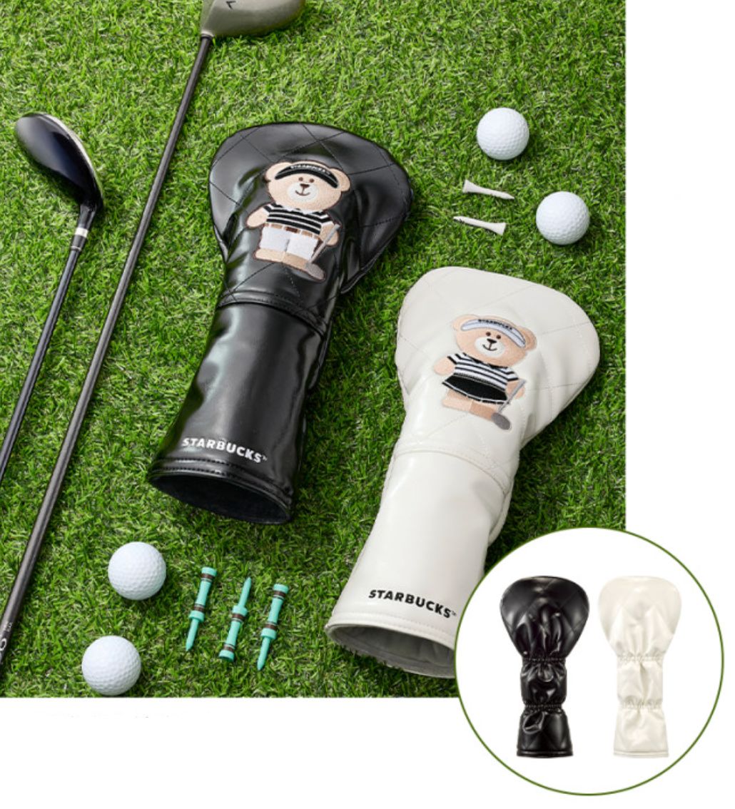 韓國 Starbucks 星巴克 高爾夫球系列 極簡黑白 高爾夫球桿頭保護套｜Golf Driver Cover