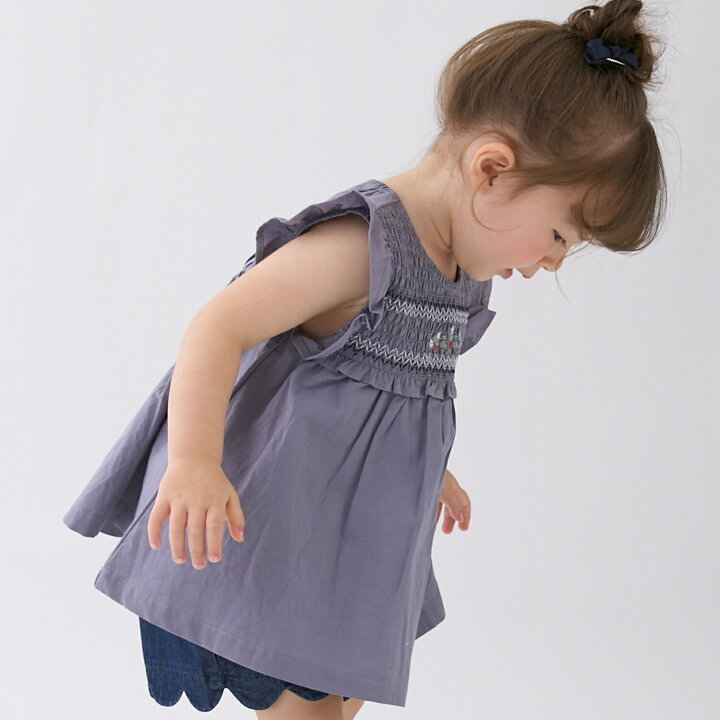 🇯🇵預訂 日本直送🇯🇵 Petit Main 三色草莓刺繡緞帶褶皺束腰上衣