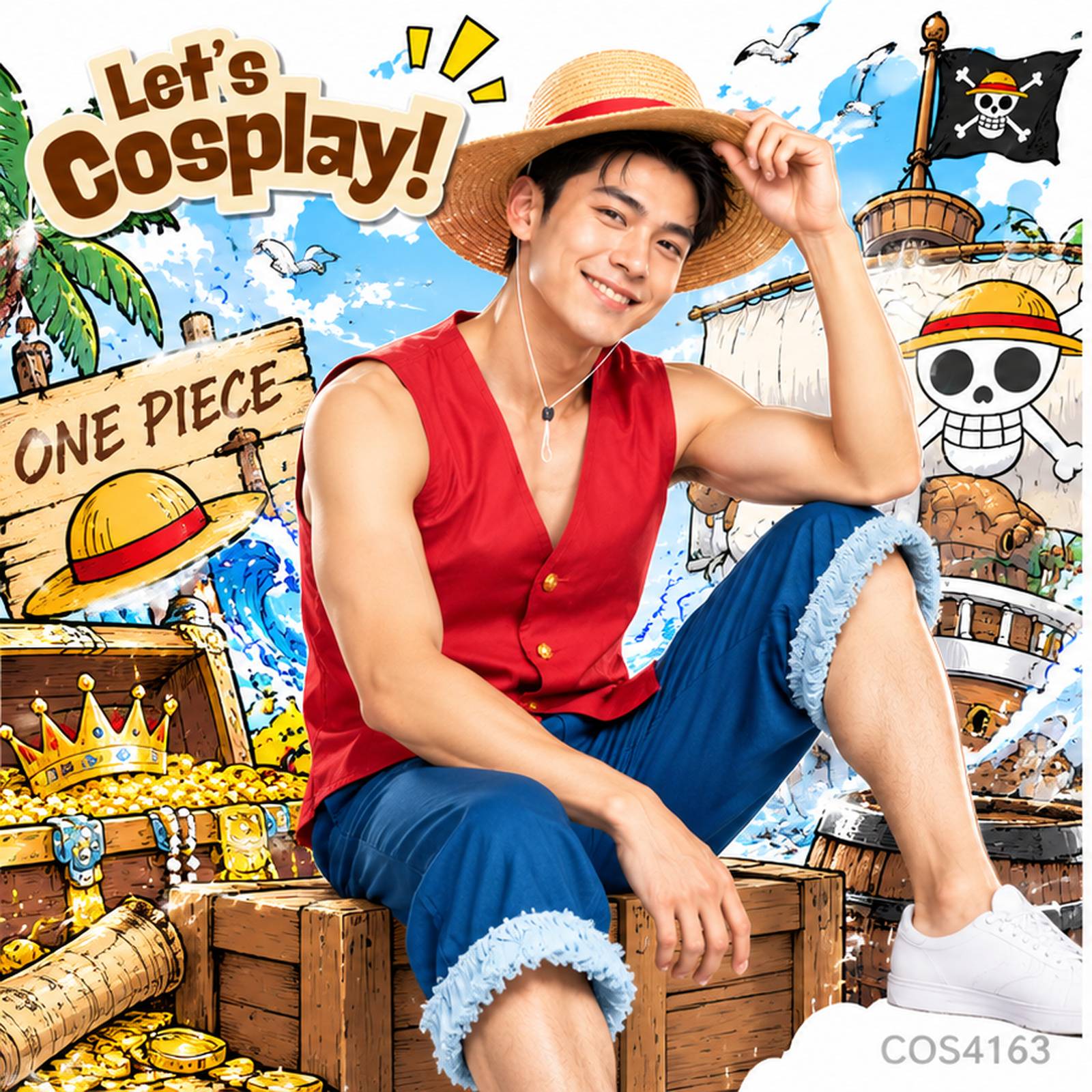 成人航海王One Piece海賊王服裝 航海王魯夫角色扮演服裝