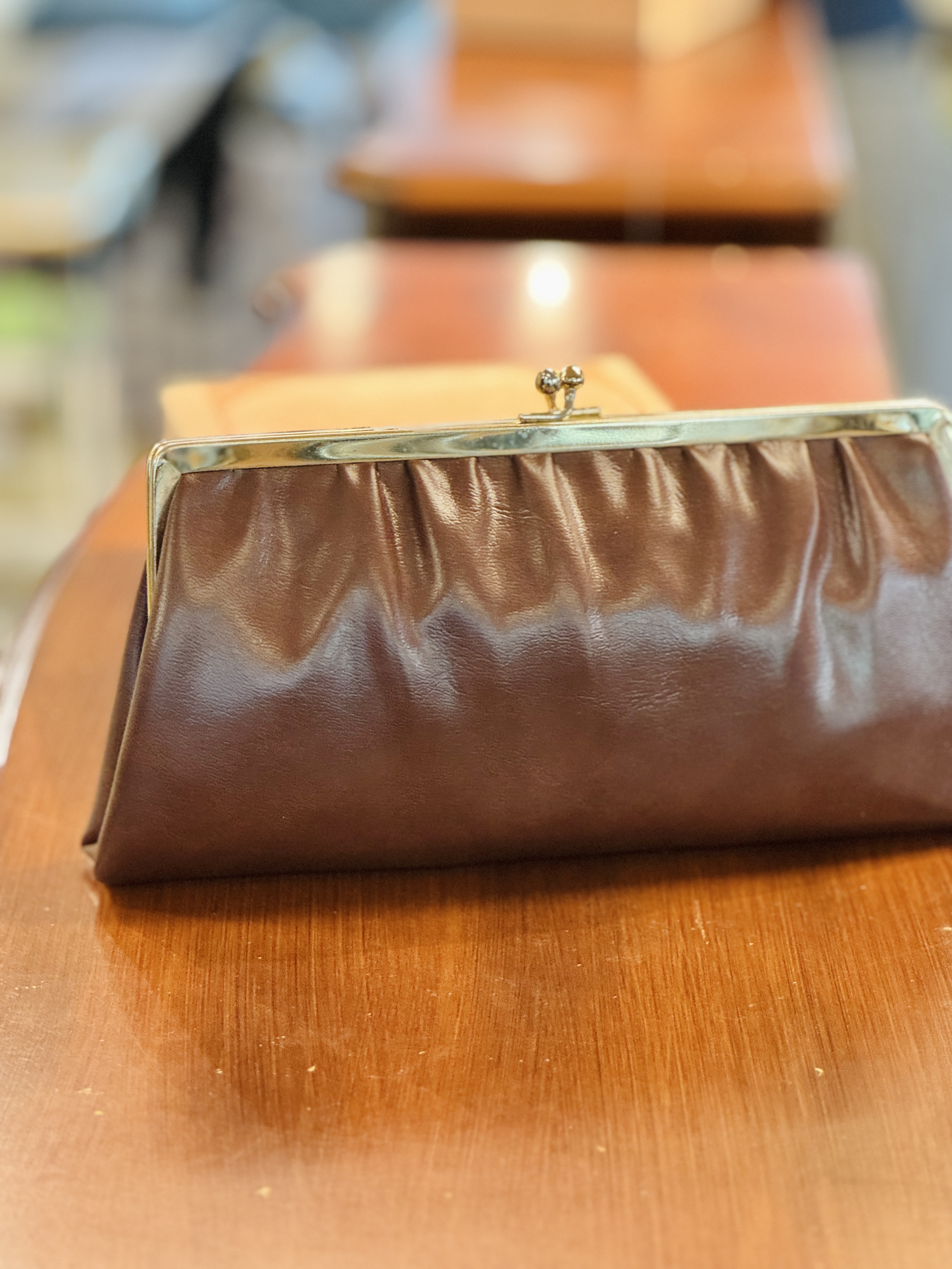 Vintage C.a. 1970s Andé Brown Faux leather Two-Way Clutch/Handbag (MT2498)
