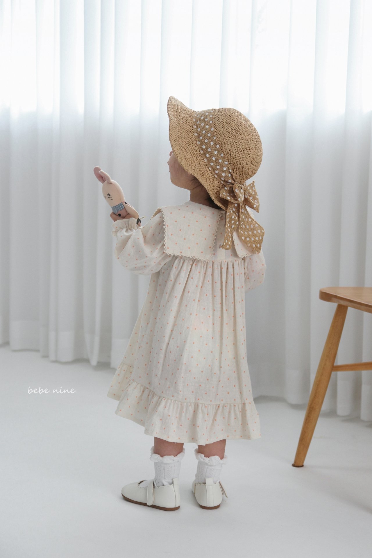 🌸預訂 韓國直送🌸🇰🇷Bebenine兩色方領波點荷葉邊長袖連身裙