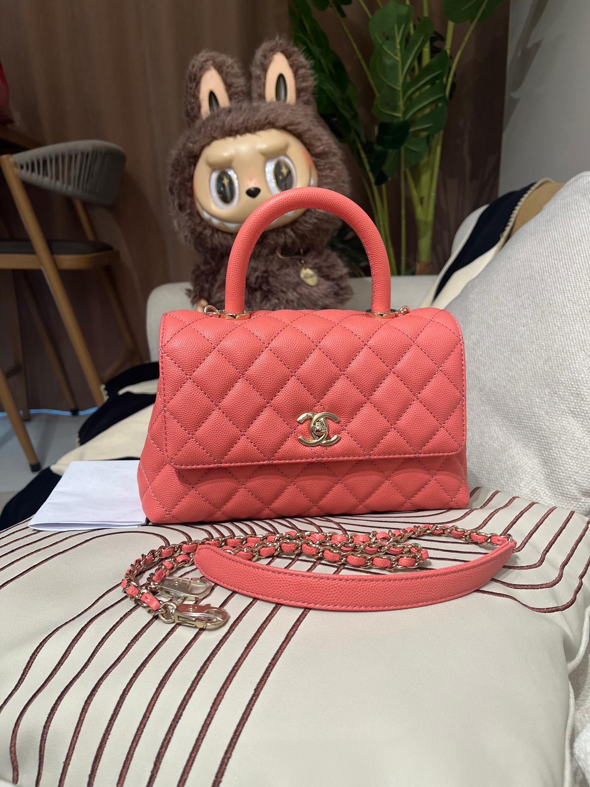 全新Chanel coco handle small 荔枝牛皮晶片 100%Authentic ,全新貨品 ✅收據副本✅晶片✅塵袋✅Box