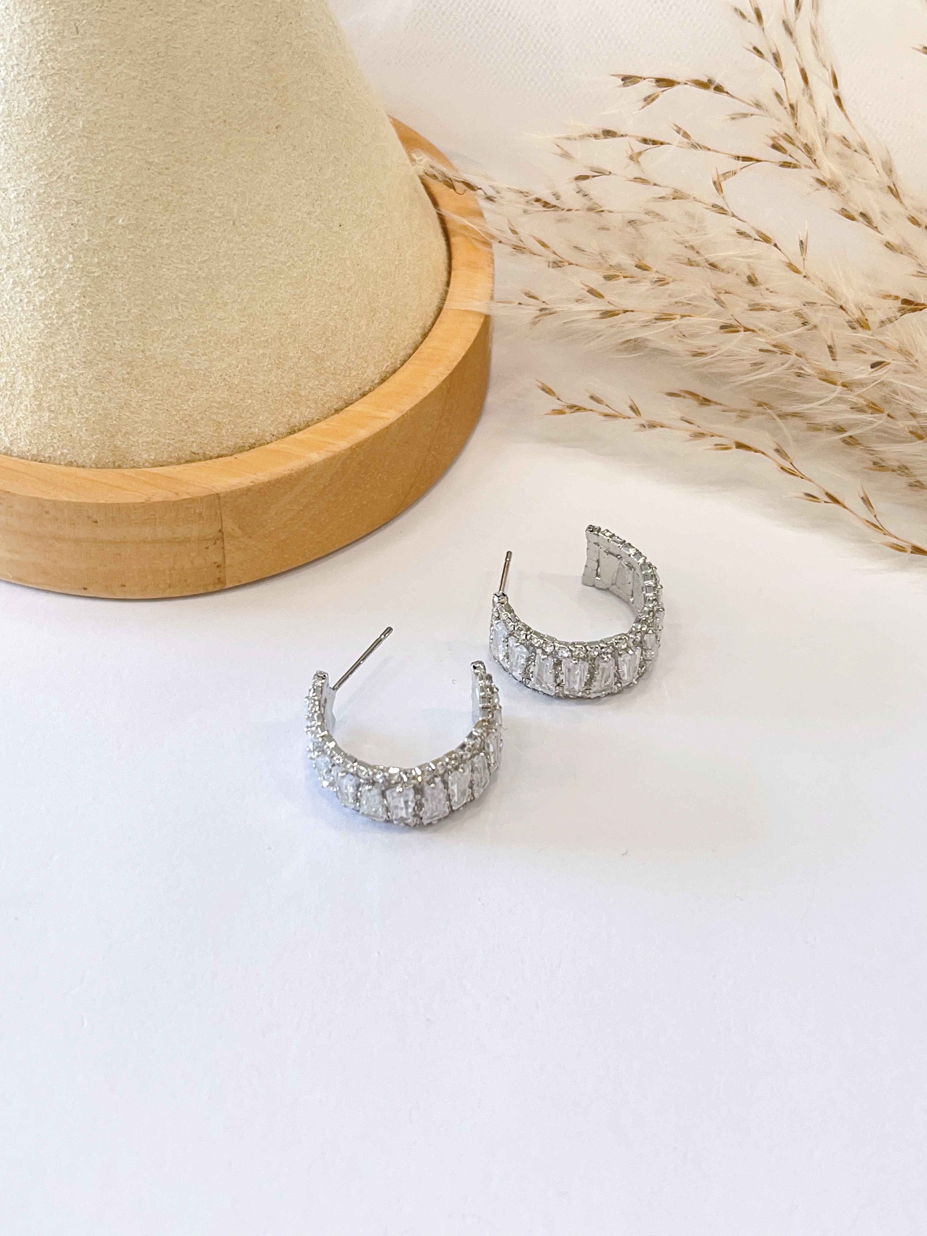 多巴胺精致锆石C字耳环