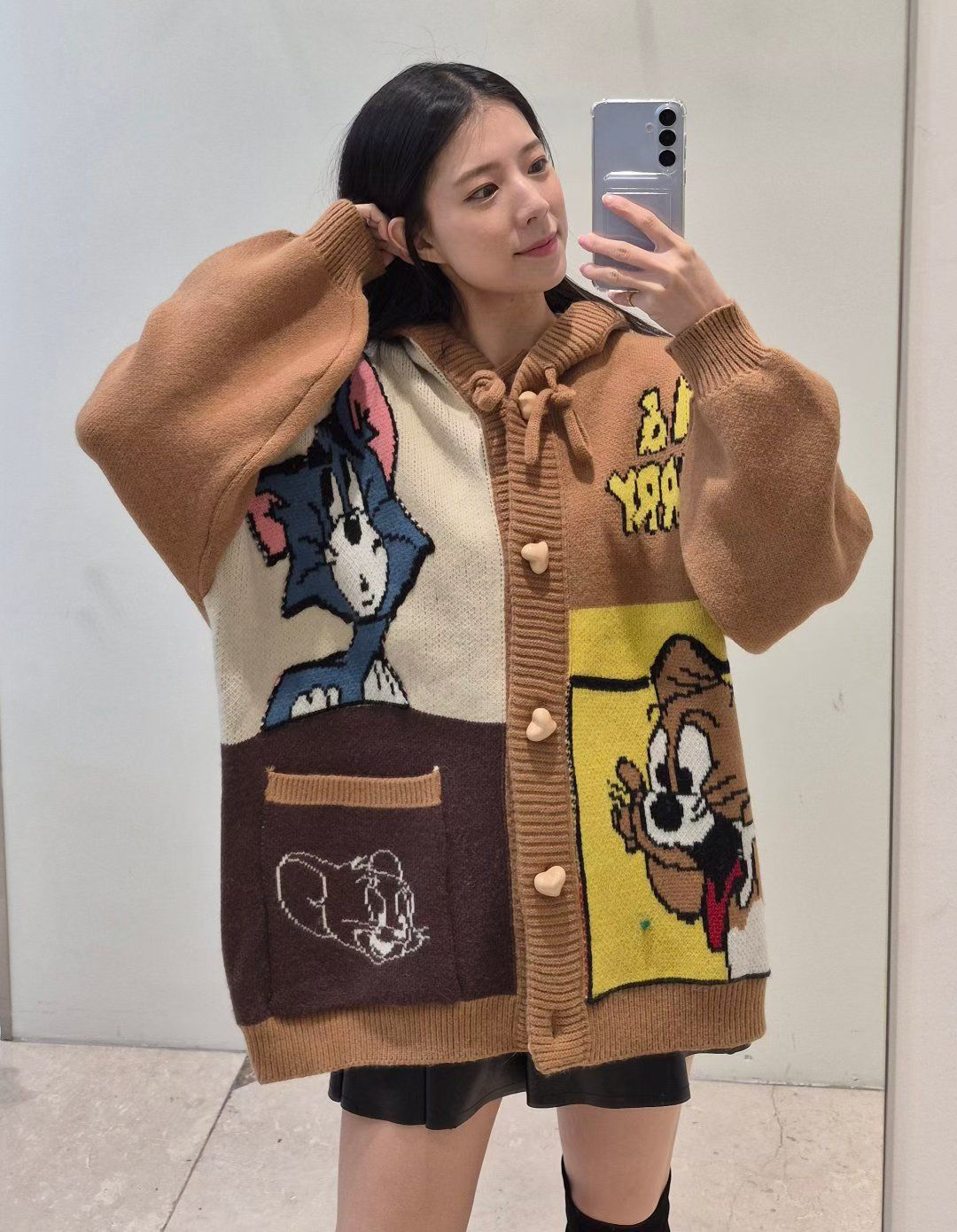 韓國東大門🌸 new design🌸 New 후드 톰가디건 Tom & Jerry Knitted Hoodie Cardigan