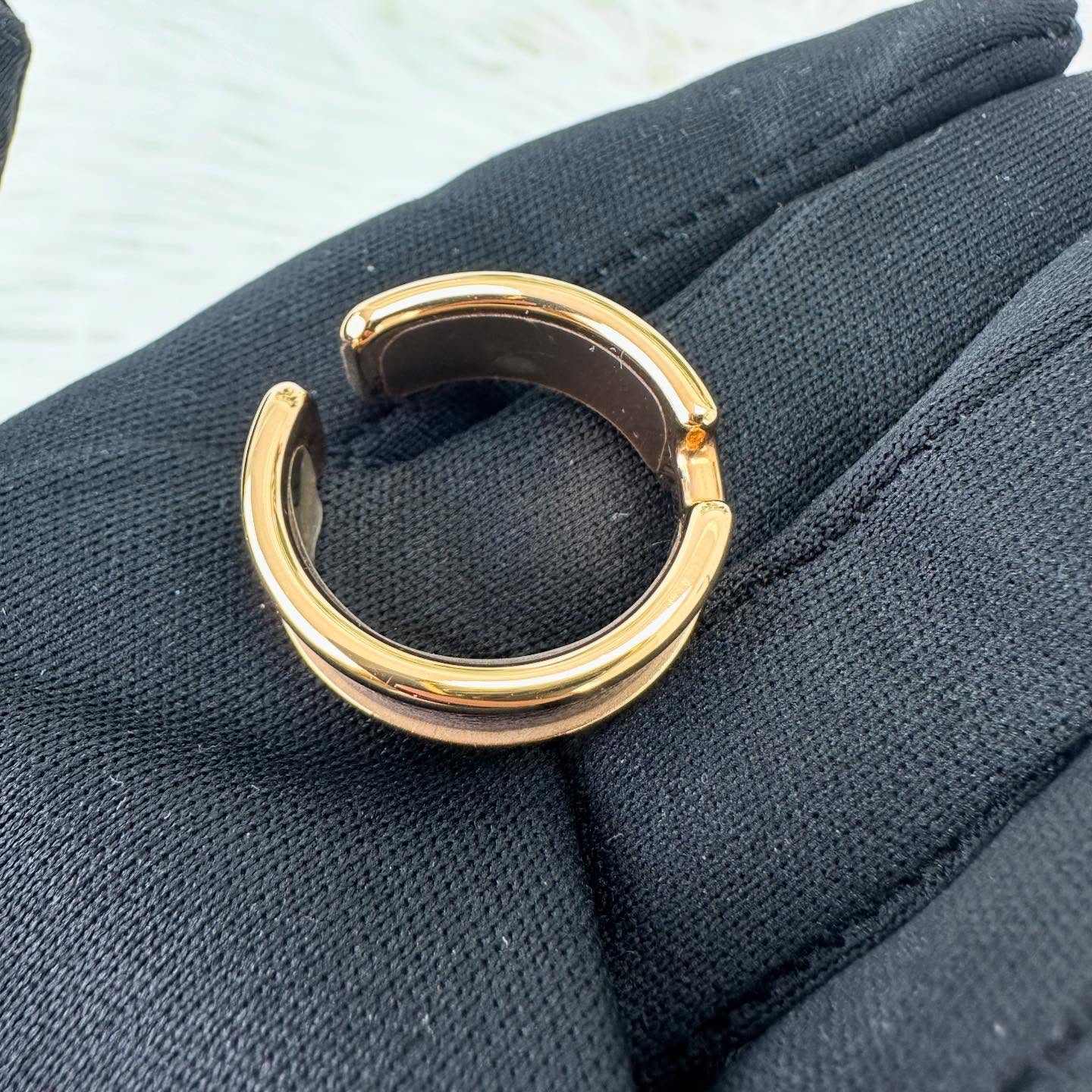 HERMES 🤍PRE OWNED Olympe H 午夜藍金色戒指 L Size 全套有盒💙