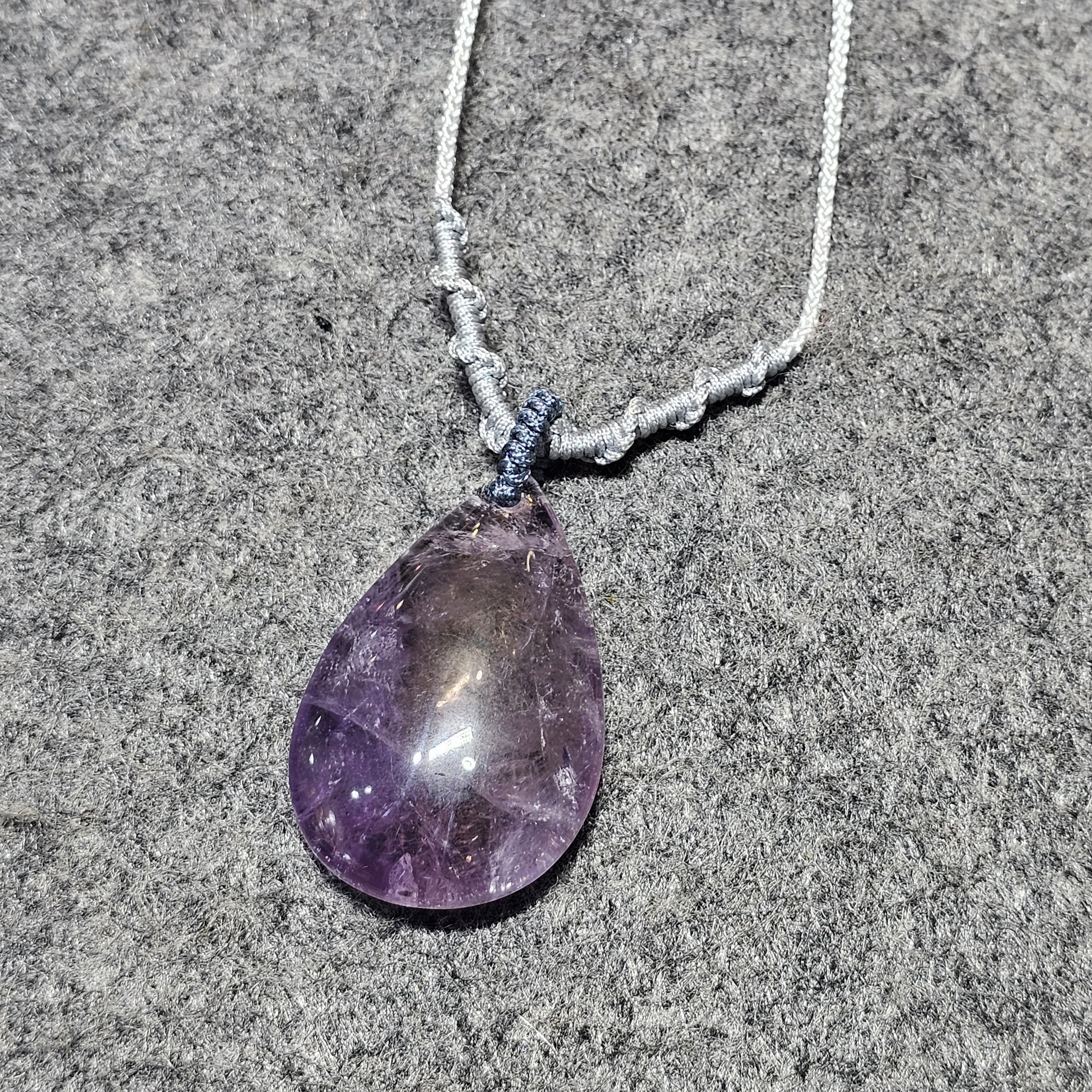 紫水晶水滴織繩頸鏈