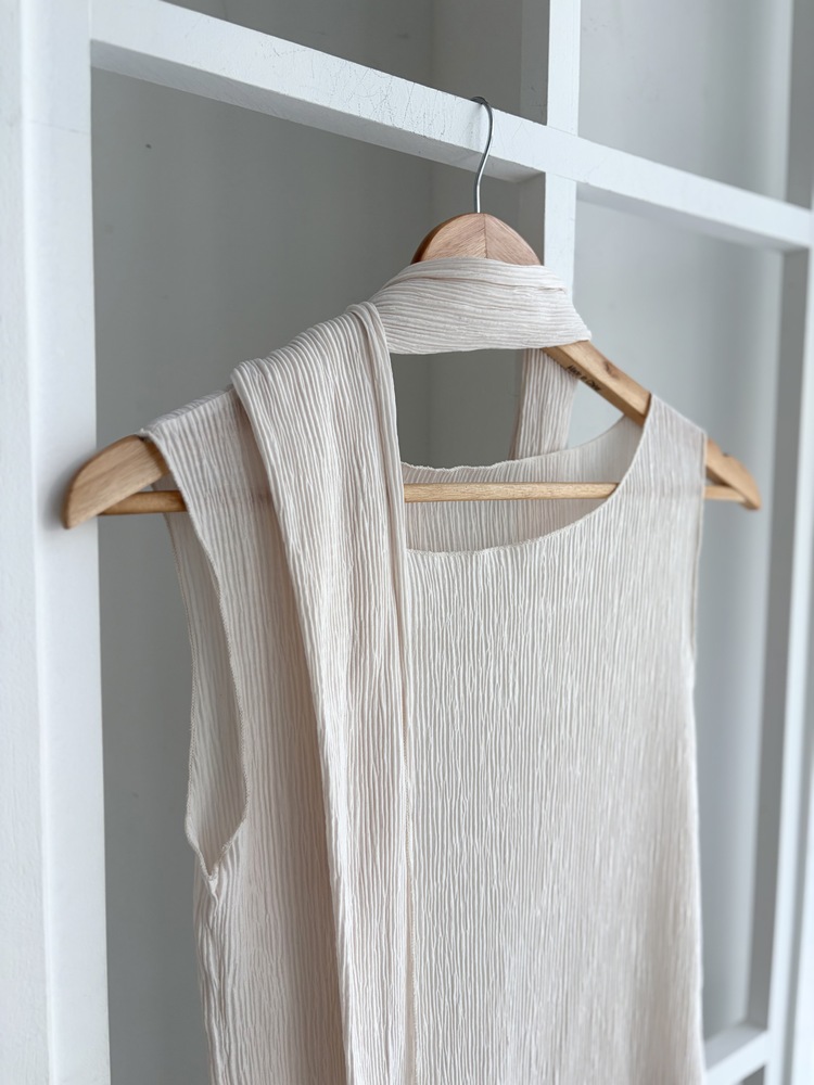 Summer Pleated Scarf Set (Ivory)