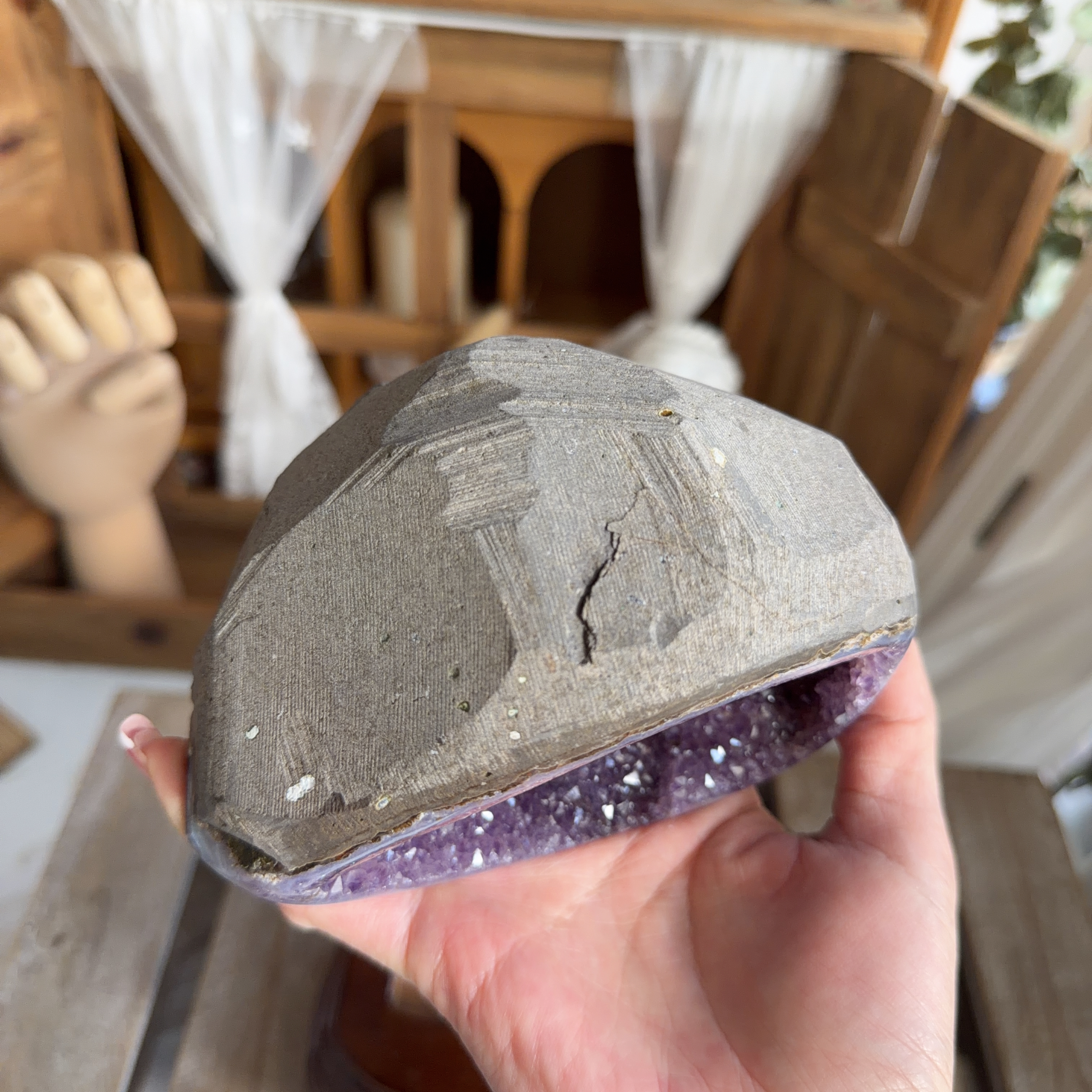 原皮紫晶錢袋子（包底座）