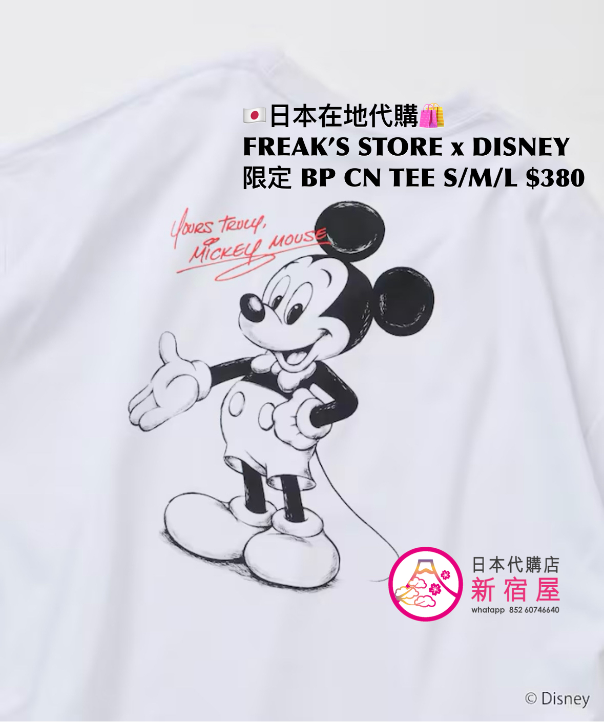 FREAK’S STORE x DISNEY 別注 BACK PRINT CREW NECK T-SHIRT
