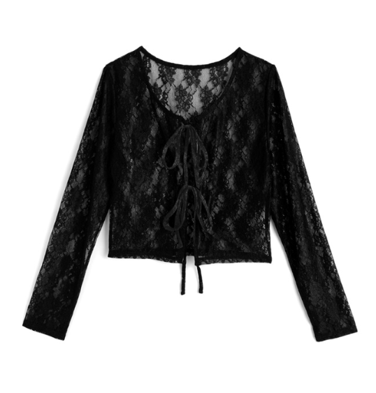 春天必備! 蕾絲綁帶外套 [ru1226]
